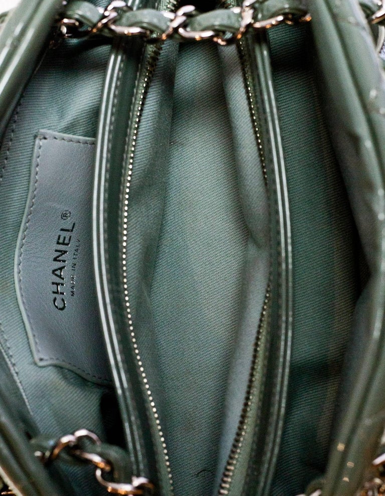 Chanel Green Quilted Patent Leather Just Mademoiselle Small Bowling Bag