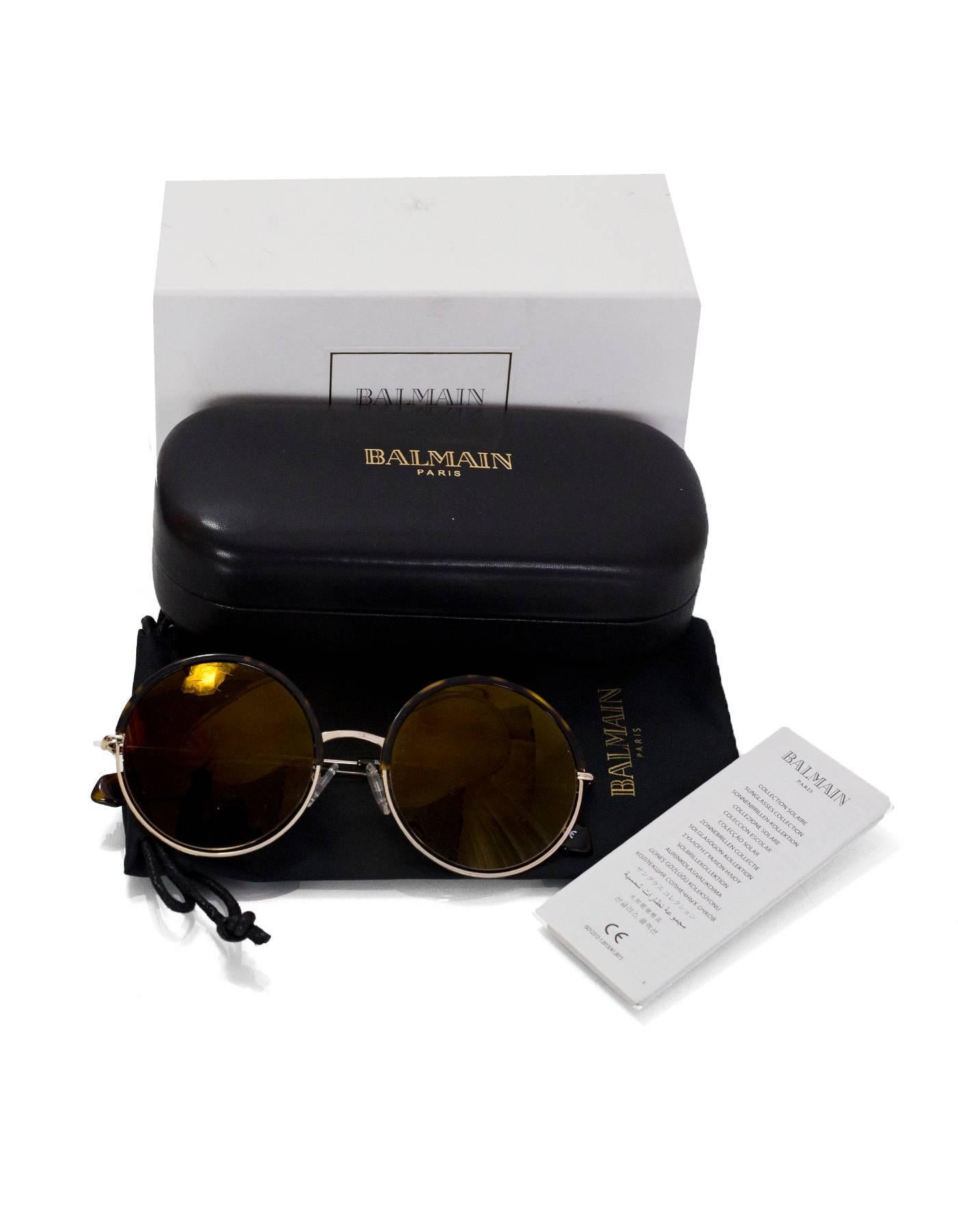 Balmain Tortoise & Goldtone Round Frame Sunglasses with Box, Case 1