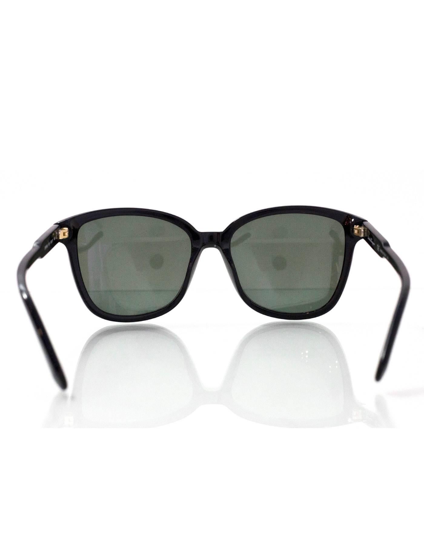Salvatore Ferragamo Black Resin Sunglasses with Case In Excellent Condition In New York, NY