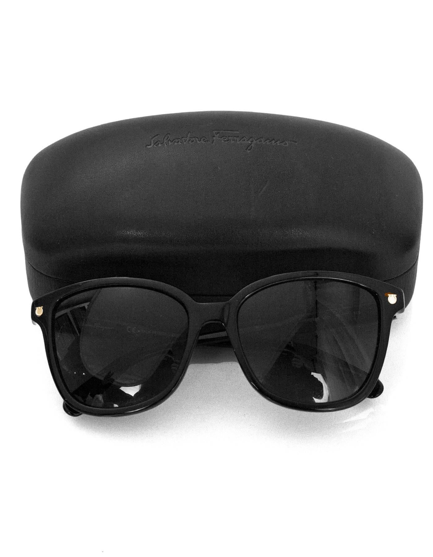 Salvatore Ferragamo Black Resin Sunglasses with Case 2