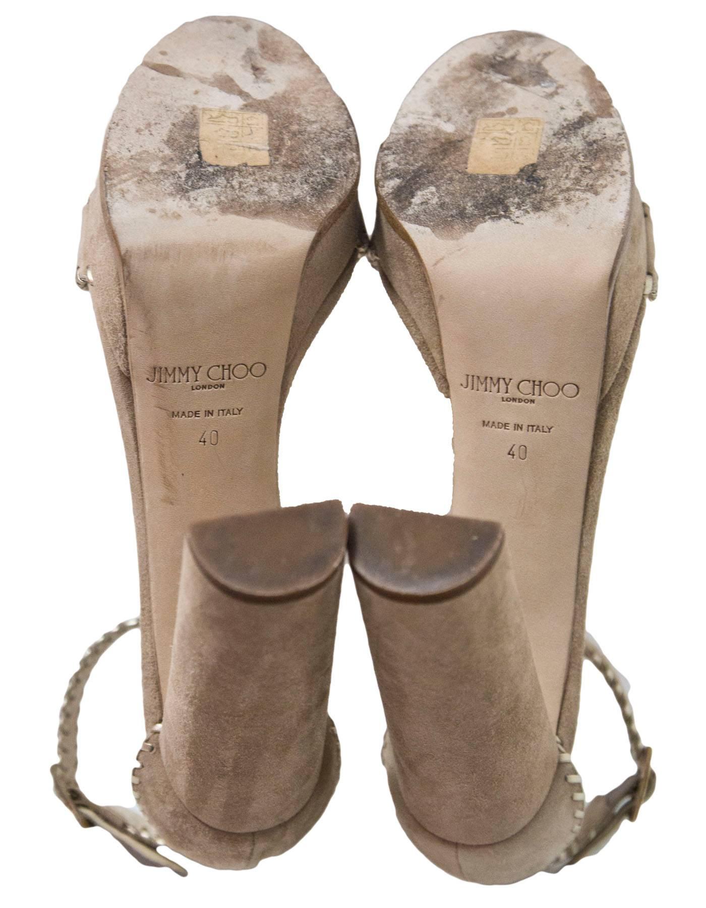 Brown Jimmy Choo Nude Suede Holly Sandals Sz 40