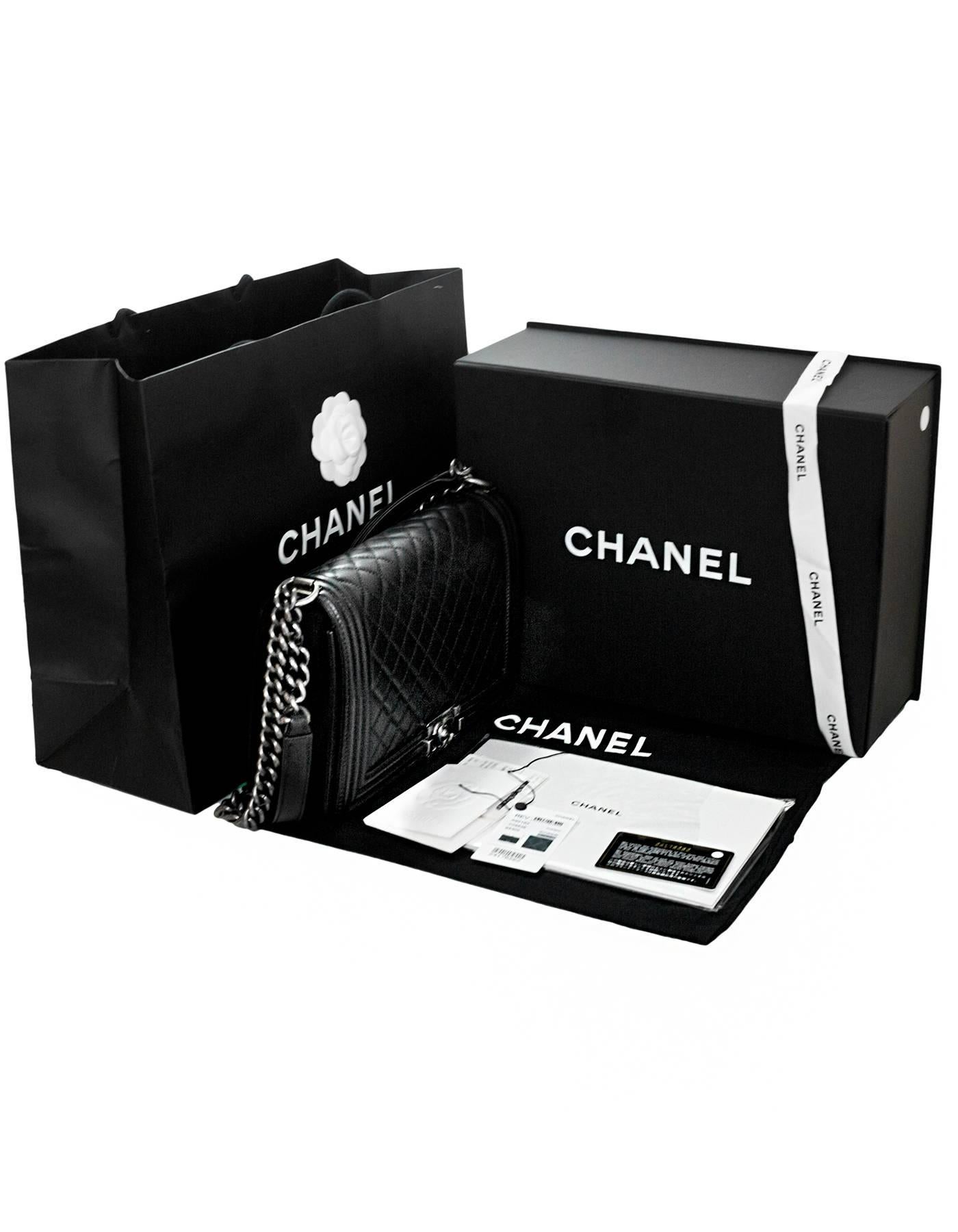 Chanel Black Quilted Lambskin New Medium Boy Bag with Receipt/Box/Tag/DB 3