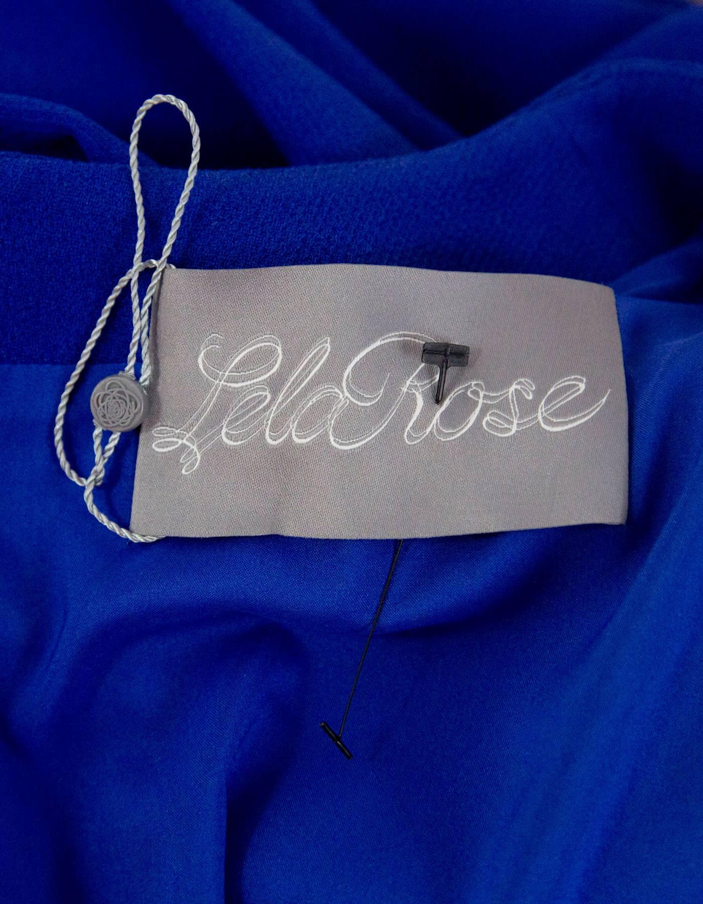 Women's Lela Rose Blue Wool Flare Dress Sz 10