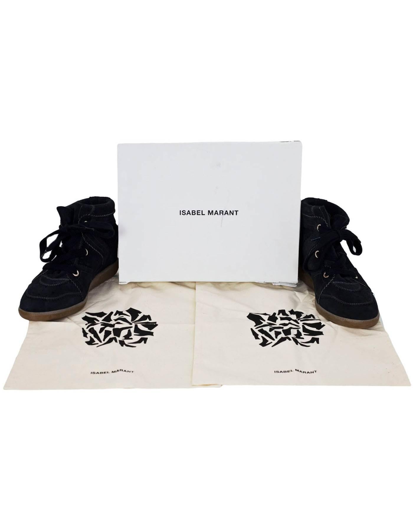 Isabel Marant Black Bobby Suede Wedge Sneakers Sz 41 with Box 1