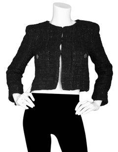 Chanel Black Metallic Cropped Jacket Sz FR38