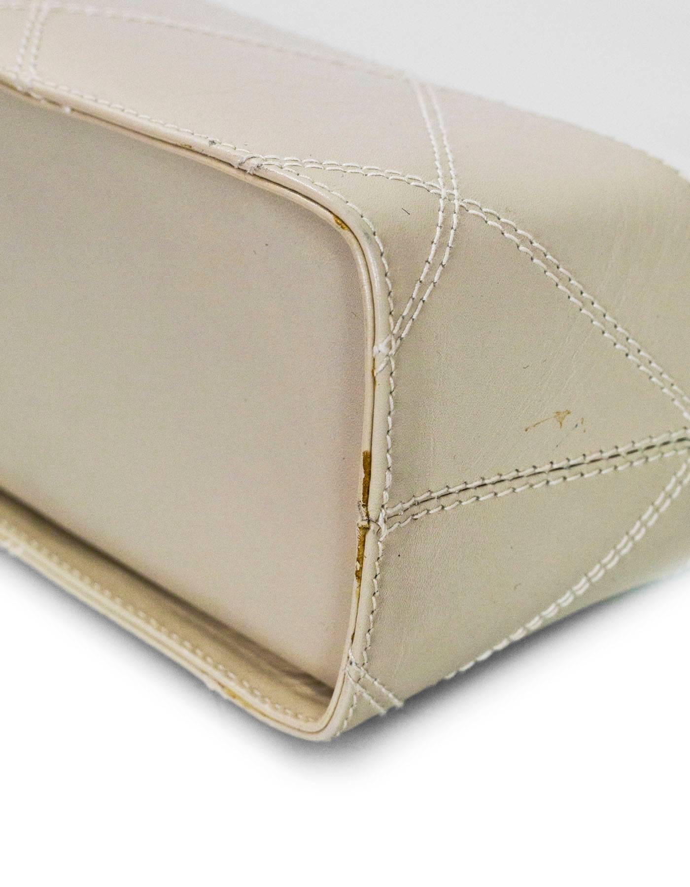 Salvatore Ferragamo White & Beige Leather Crossbody Bag In Excellent Condition In New York, NY