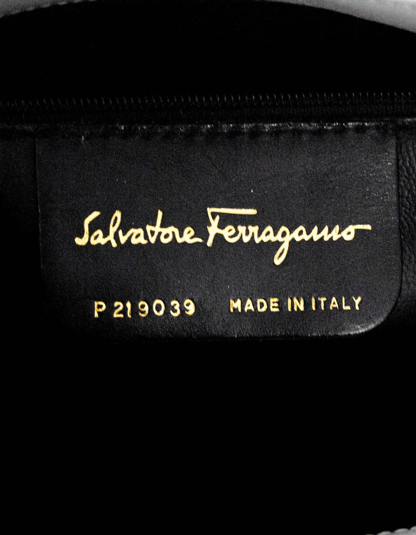 Salvatore Ferragamo White & Navy Leather Crossbody Bag w/ Dust Bag 3