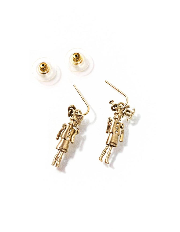 Chanel Light Goldtone Coco Pierced Earrings With Box At 1stdibs Chanel Light Goldtone Coco Pierced Earrings With Box In Excellent Condition For New