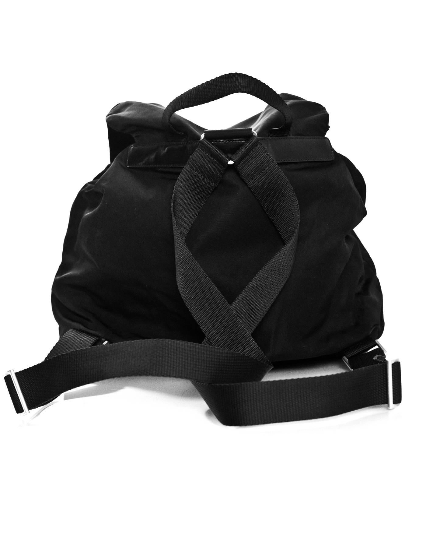 Prada Black Tessuto Nylon Backpack Bag In Good Condition In New York, NY