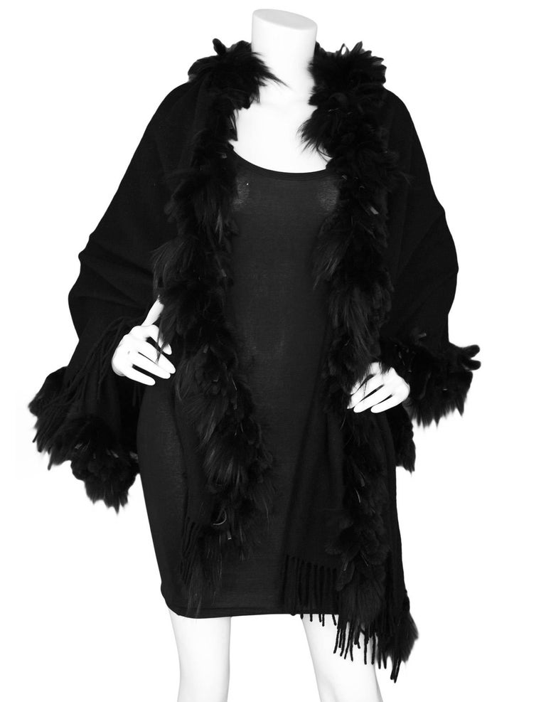 wool shawl with fur trim