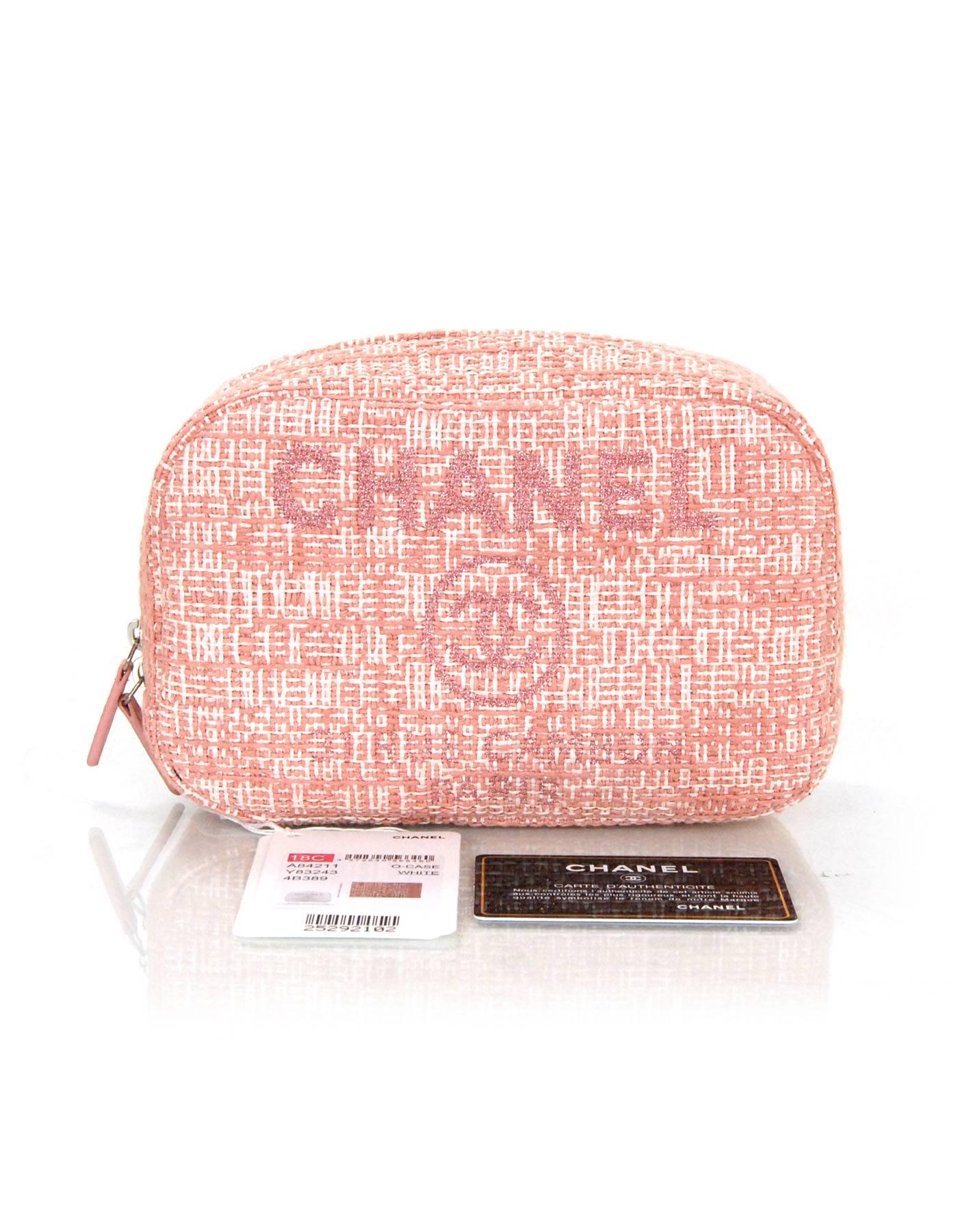 Chanel 2018 Pink Cruise Deauville Zip O-Case Travel Pouch Bag with Tag & Card 1