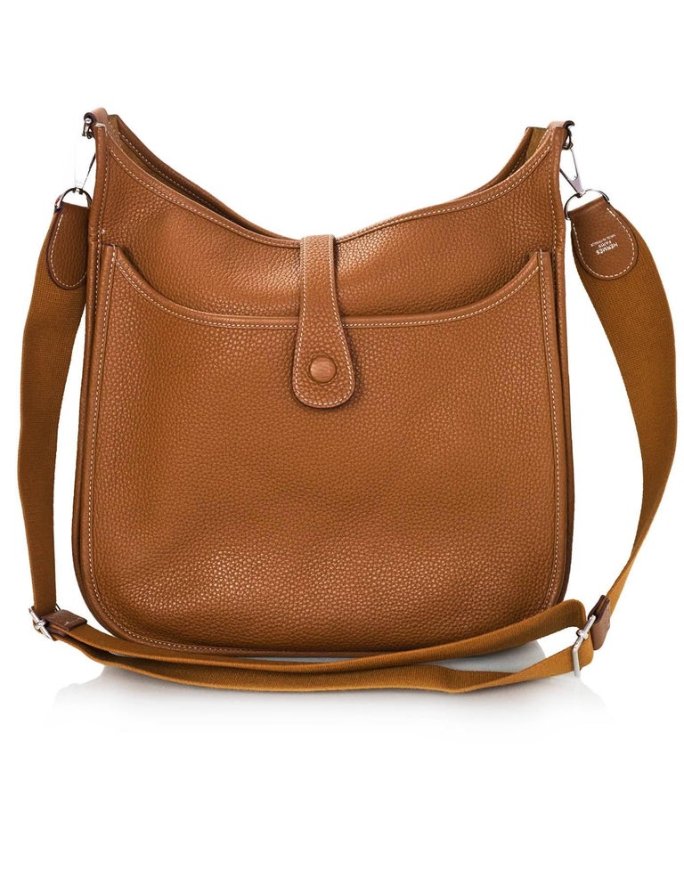 Evelyne leather crossbody bag Hermès Gold in Leather - 29157376