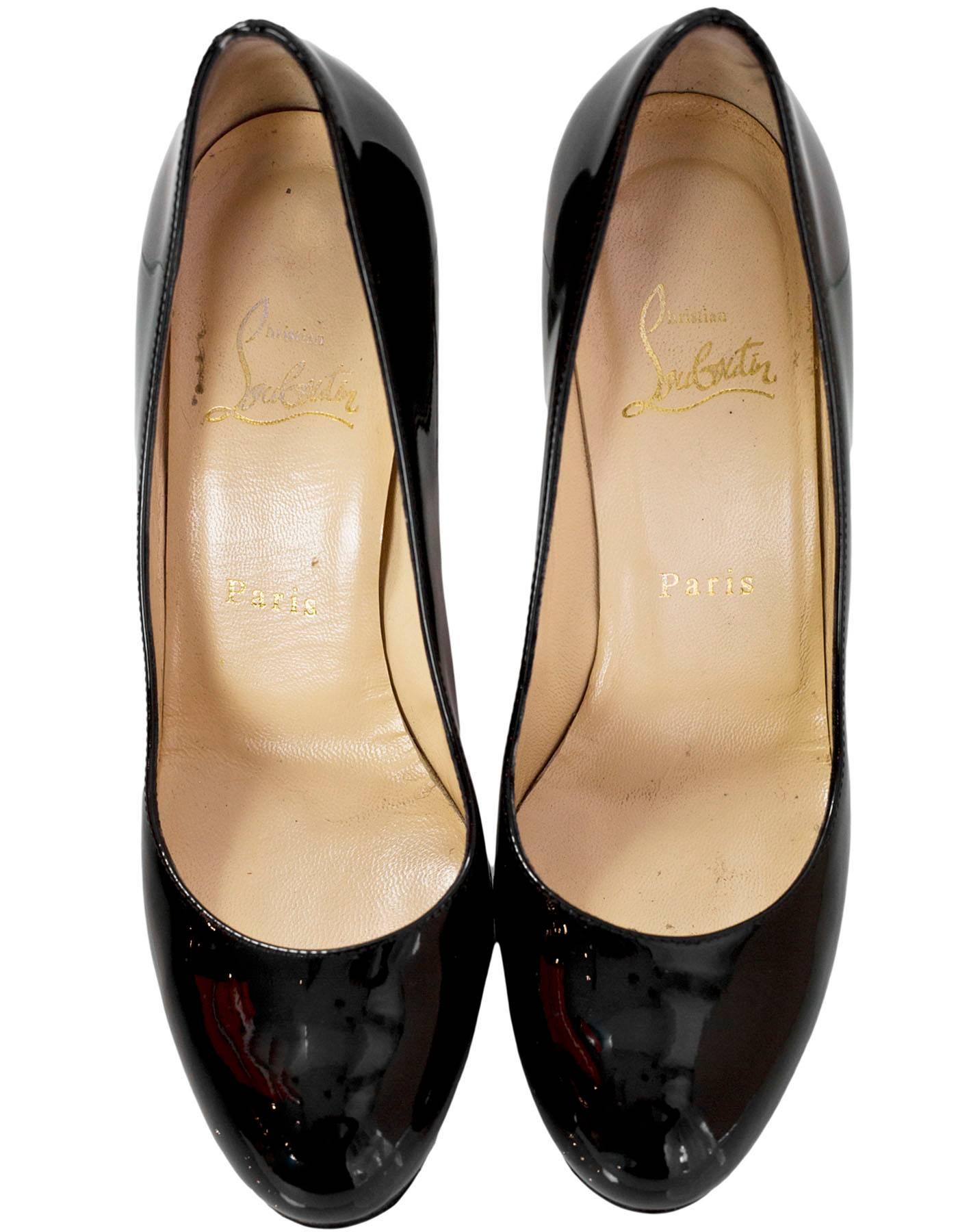 Christian Louboutin Black Patent Simple 100mm Pumps Sz 36.5 with Box In Good Condition In New York, NY