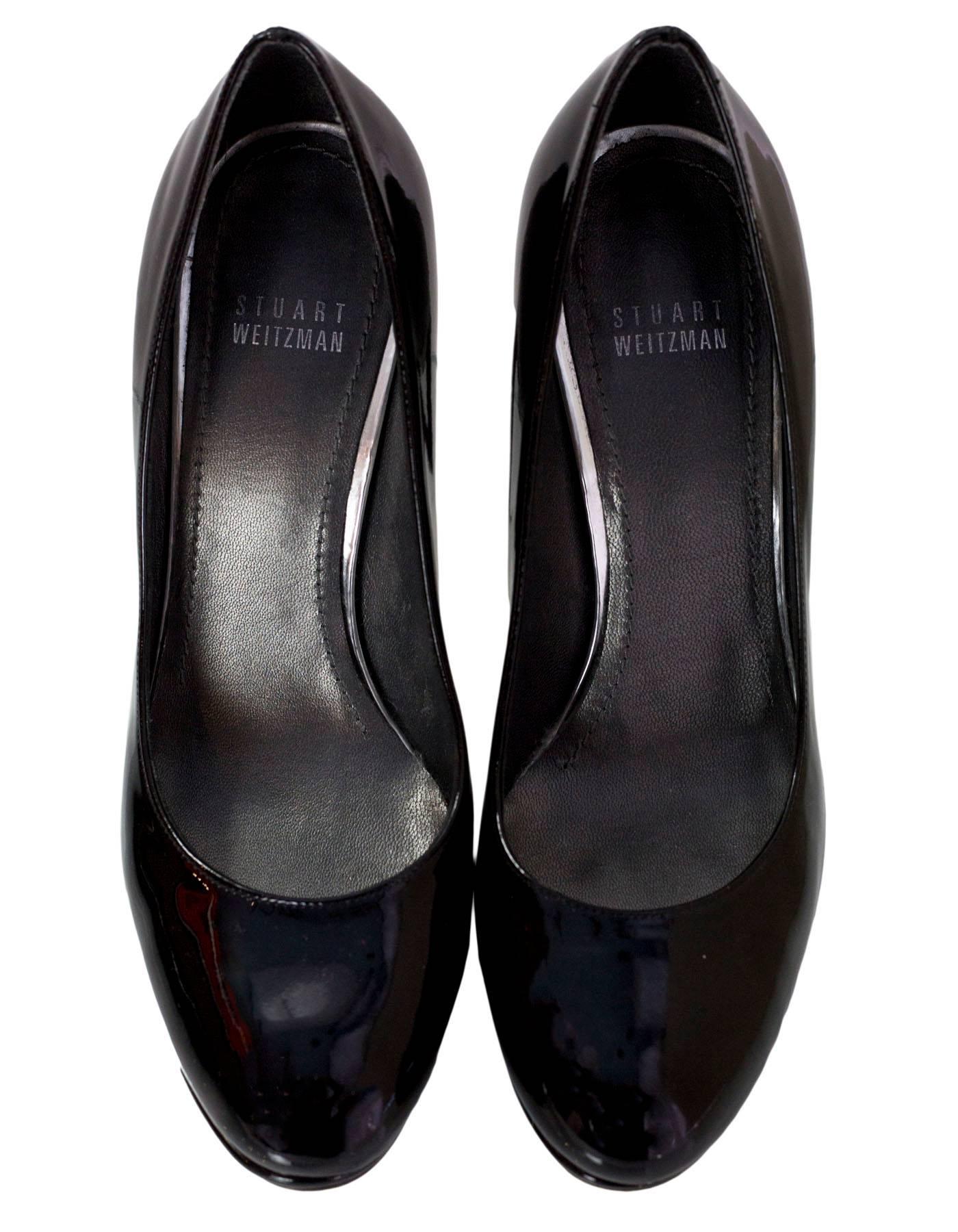 Stuart Weitzman Black Patent Pumps Sz 7.5D In Excellent Condition In New York, NY
