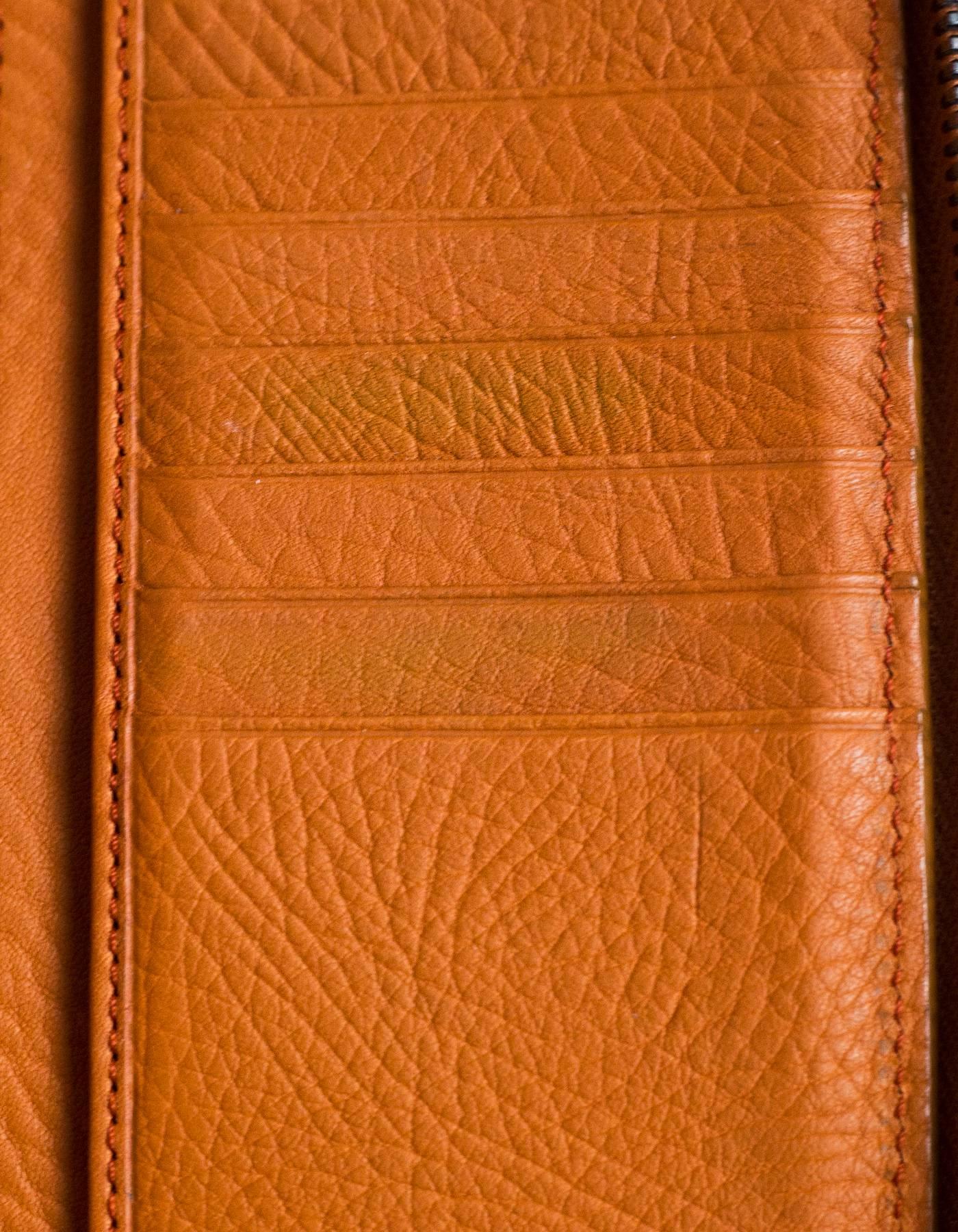 Women's Tod's Orange Leather Zip Around Wallet with Box