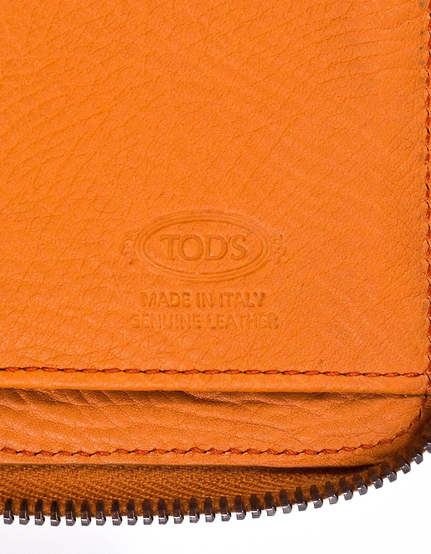 Tod's Orange Leather Zip Around Wallet with Box 3