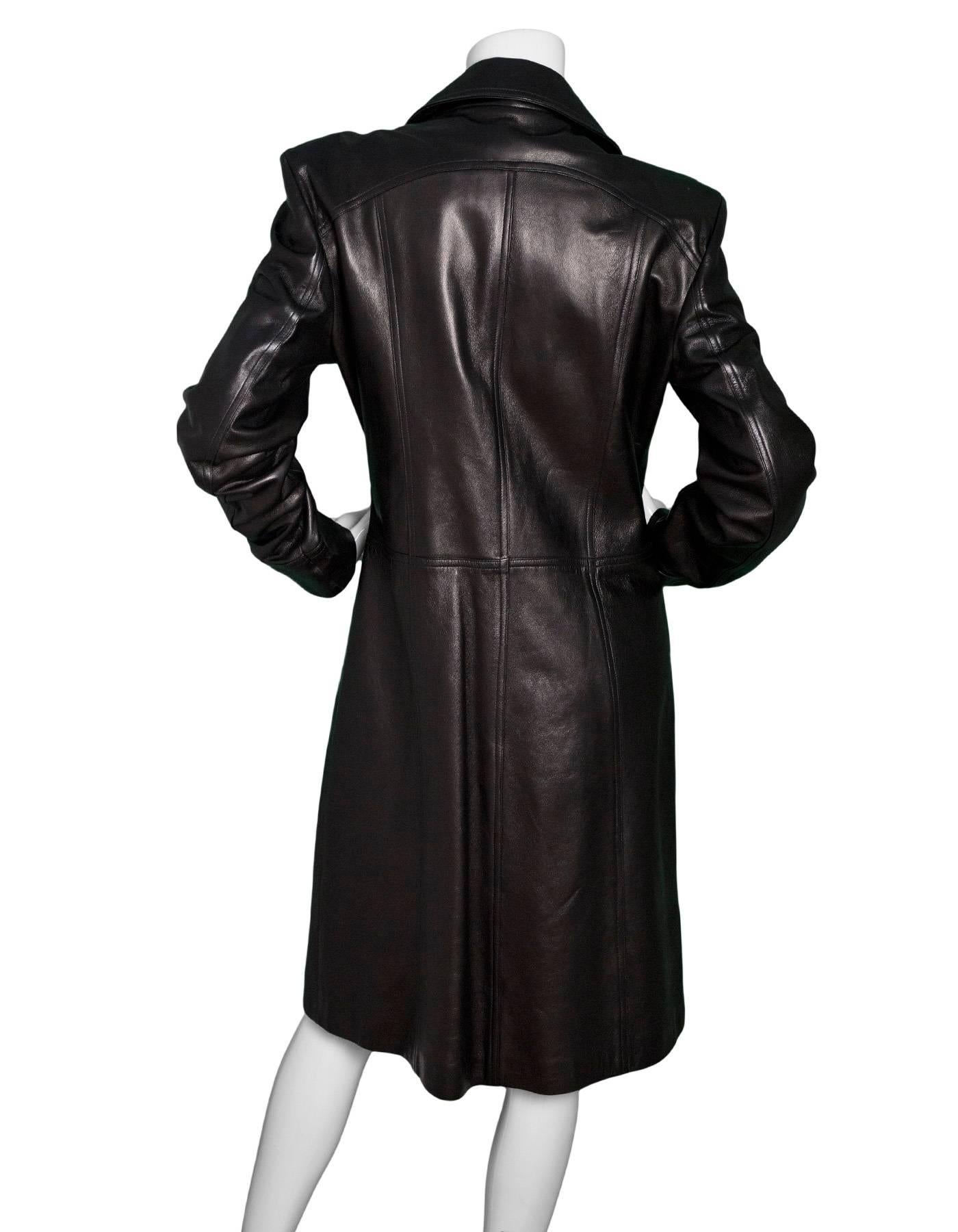 Rachelle Black Leather Zip Moto Coat Sz L In Excellent Condition In New York, NY