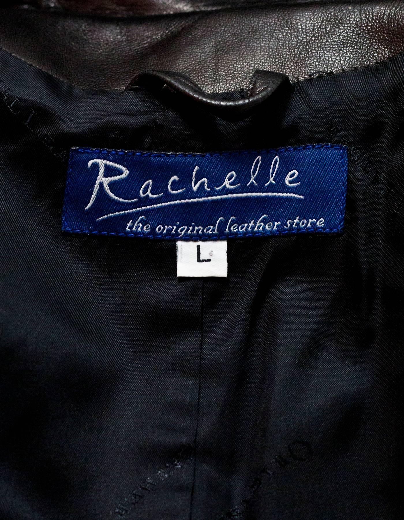 Women's Rachelle Black Leather Zip Moto Coat Sz L