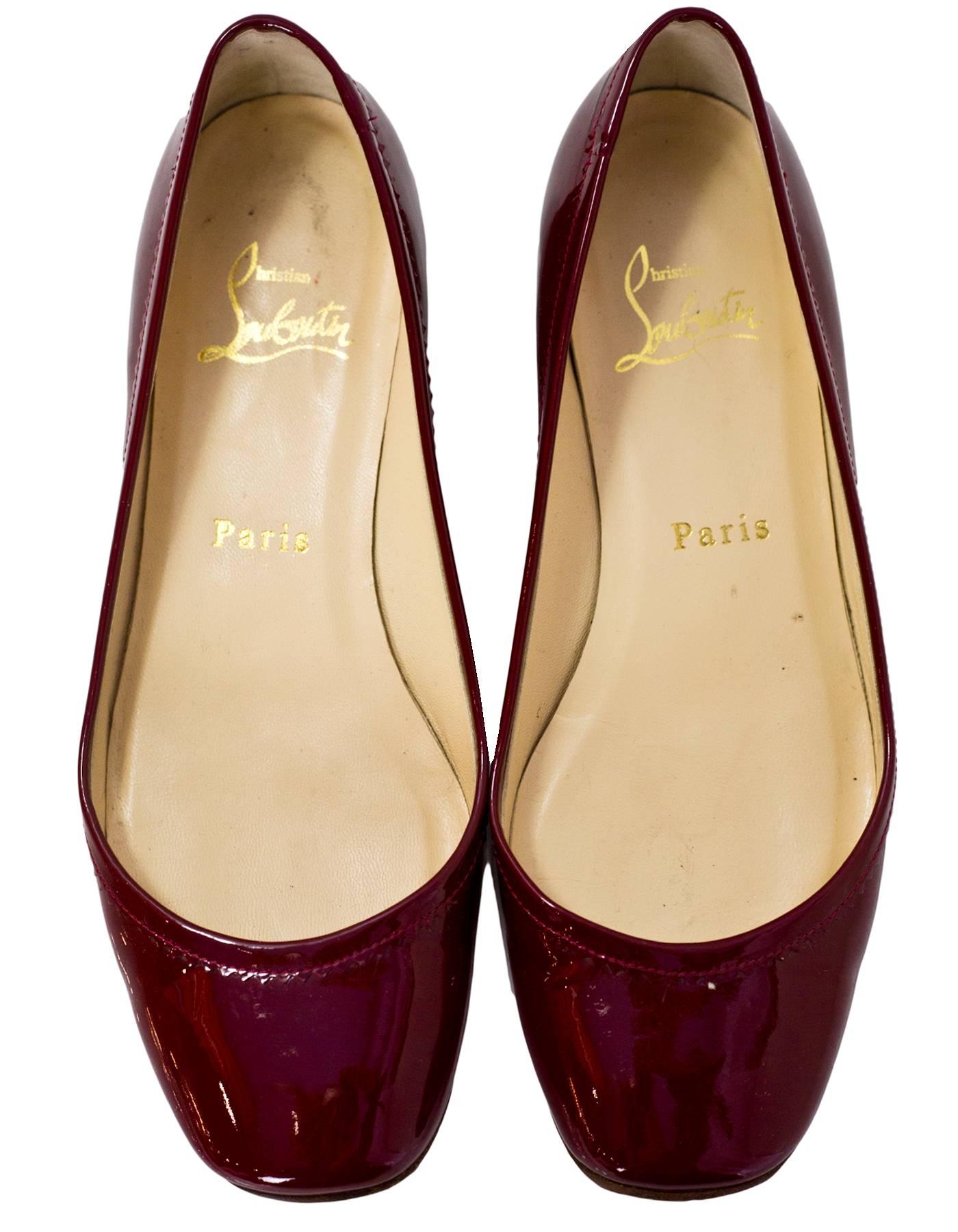 Christian Louboutin Red Patent Flats Sz 36.5 with Box, DB In Excellent Condition In New York, NY