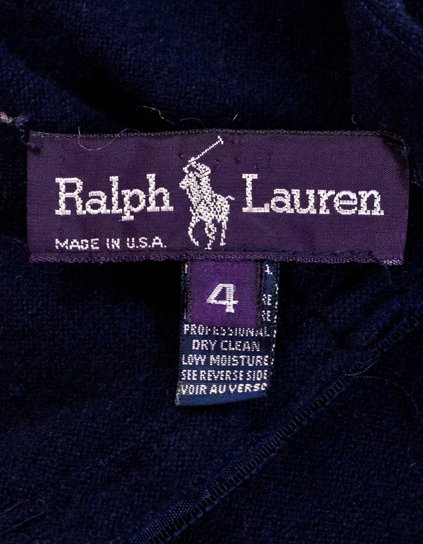 Ralph Lauren Navy Cashmere Dolman Sleeve Dress Sz 4 In Excellent Condition In New York, NY