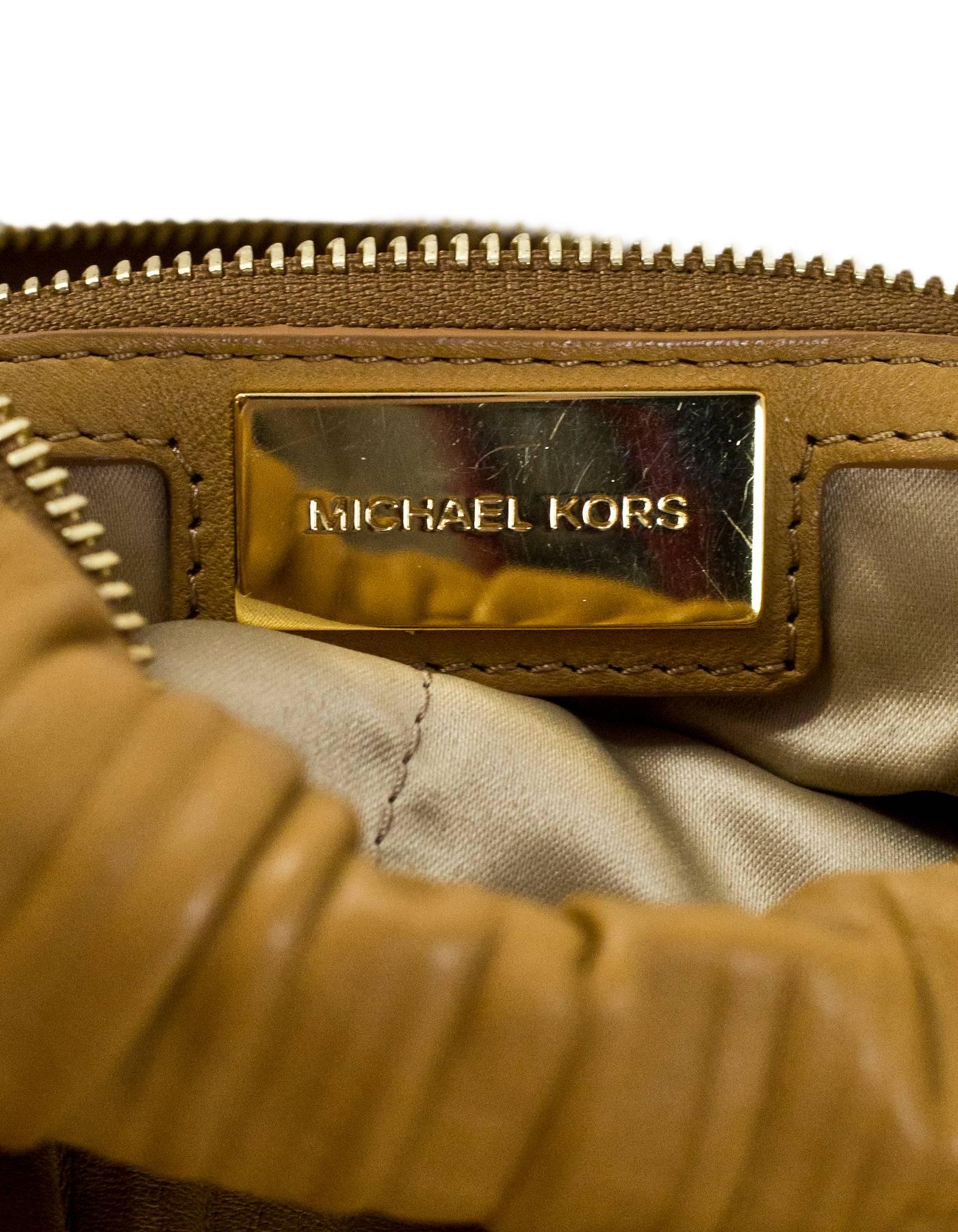 Women's Michael Kors Tan Ruched Leather Skorpios Hobo Bag