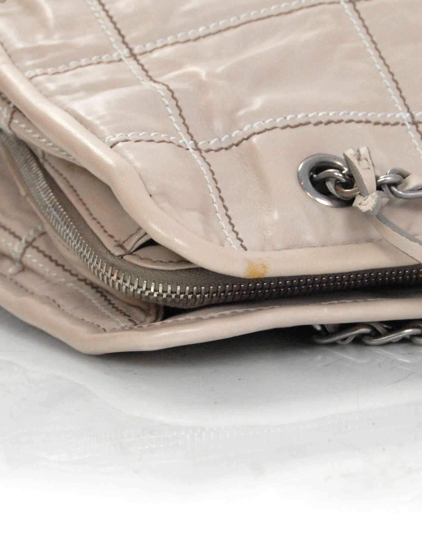 Women's Prada Argilla Grey Stitched Nappa Antique Leather Tote Bag