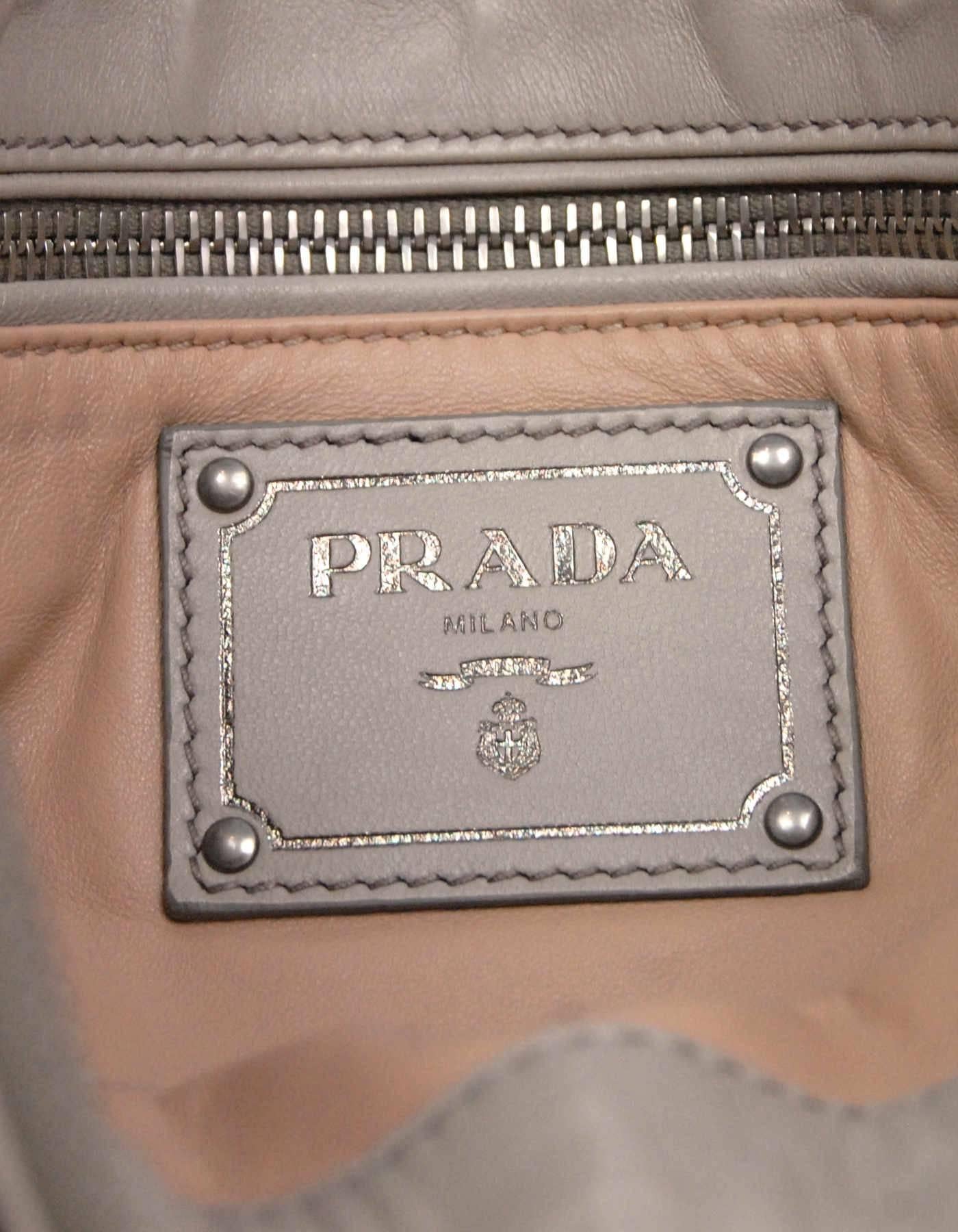 Prada Argilla Grey Stitched Nappa Antique Leather Tote Bag 3