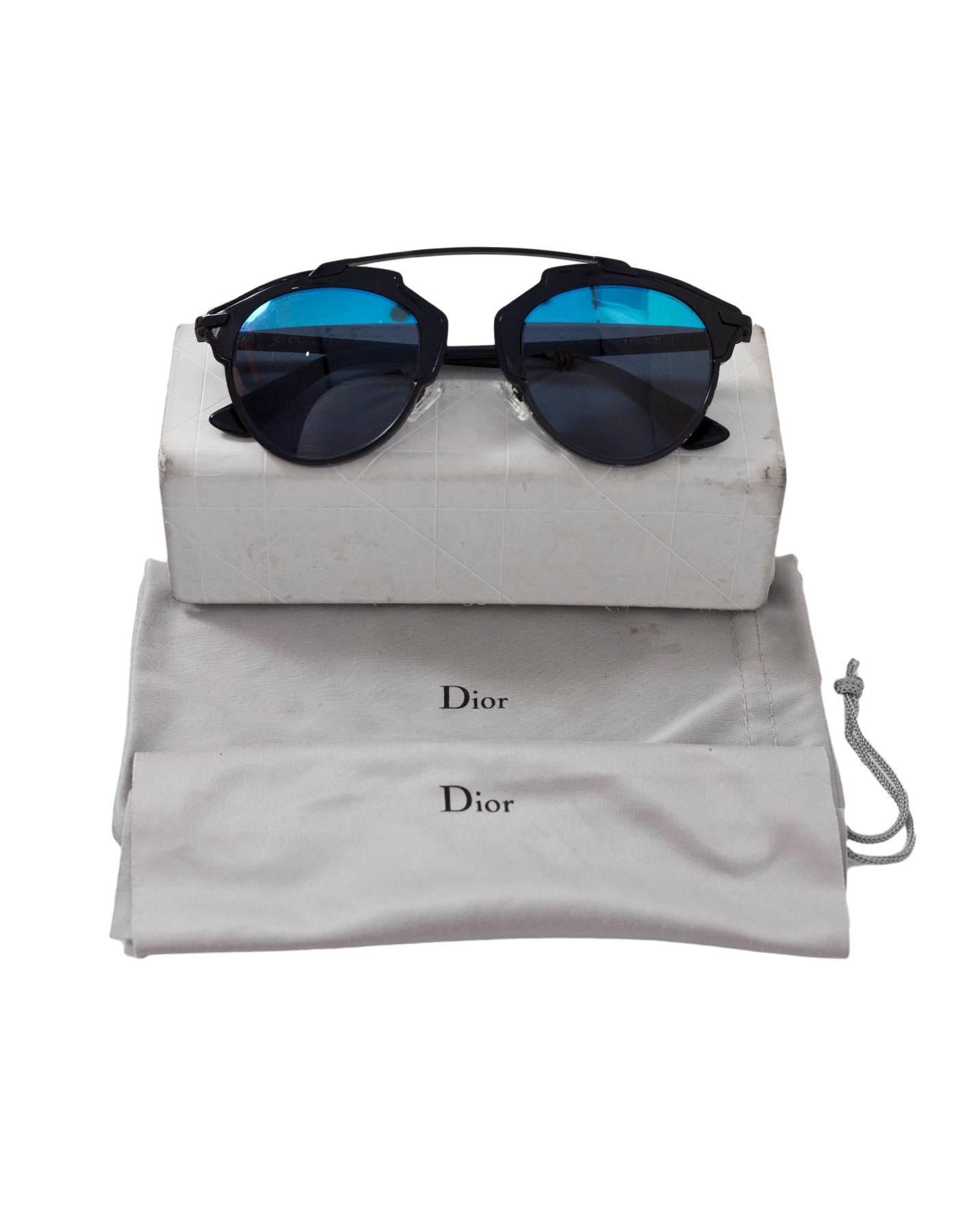 Women's Christian Dior Black & Blue So Real Sunglasses with Case