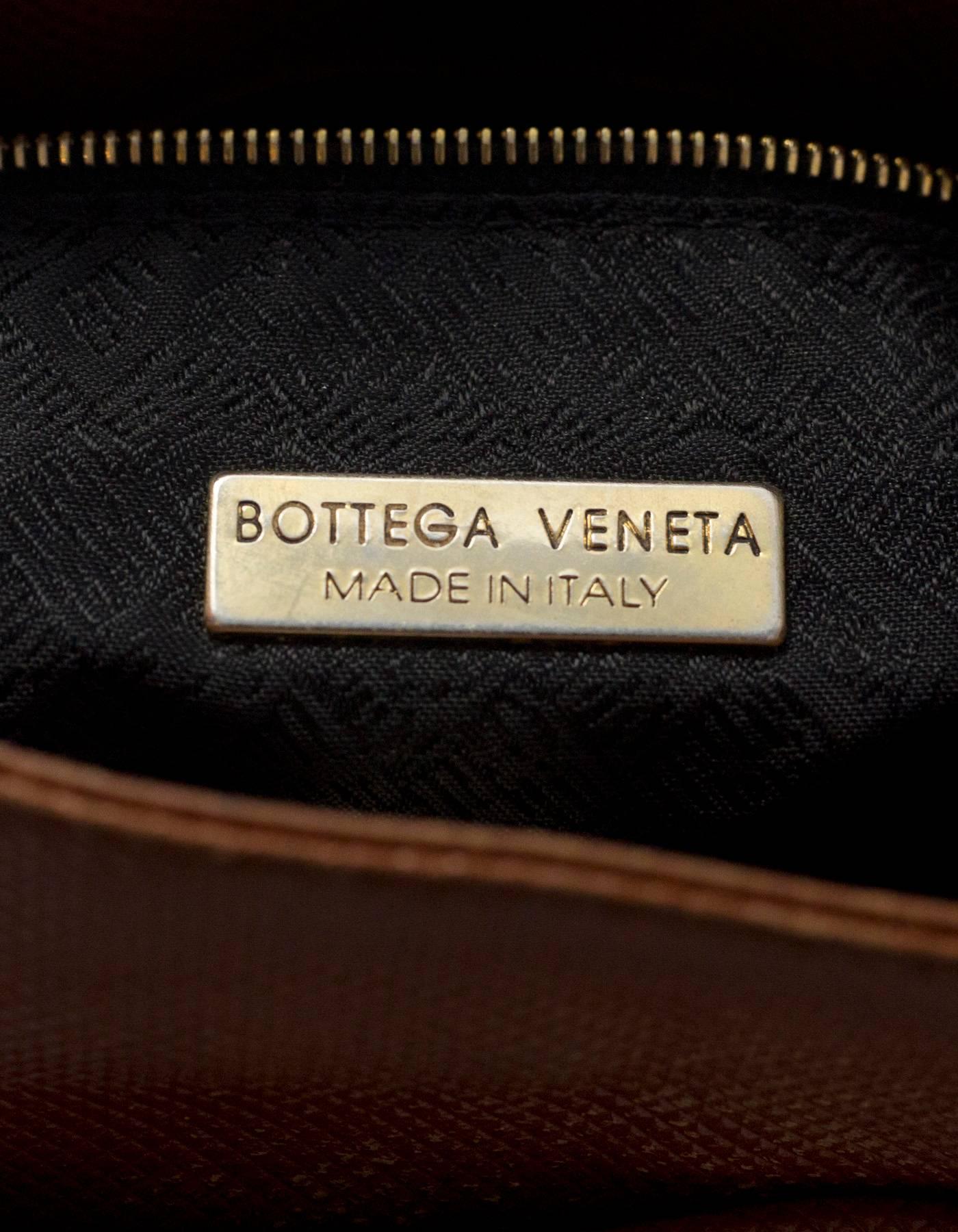 Bottega Veneta Vintage Navy & Tan Embossed Leather Shoulder Bag 5