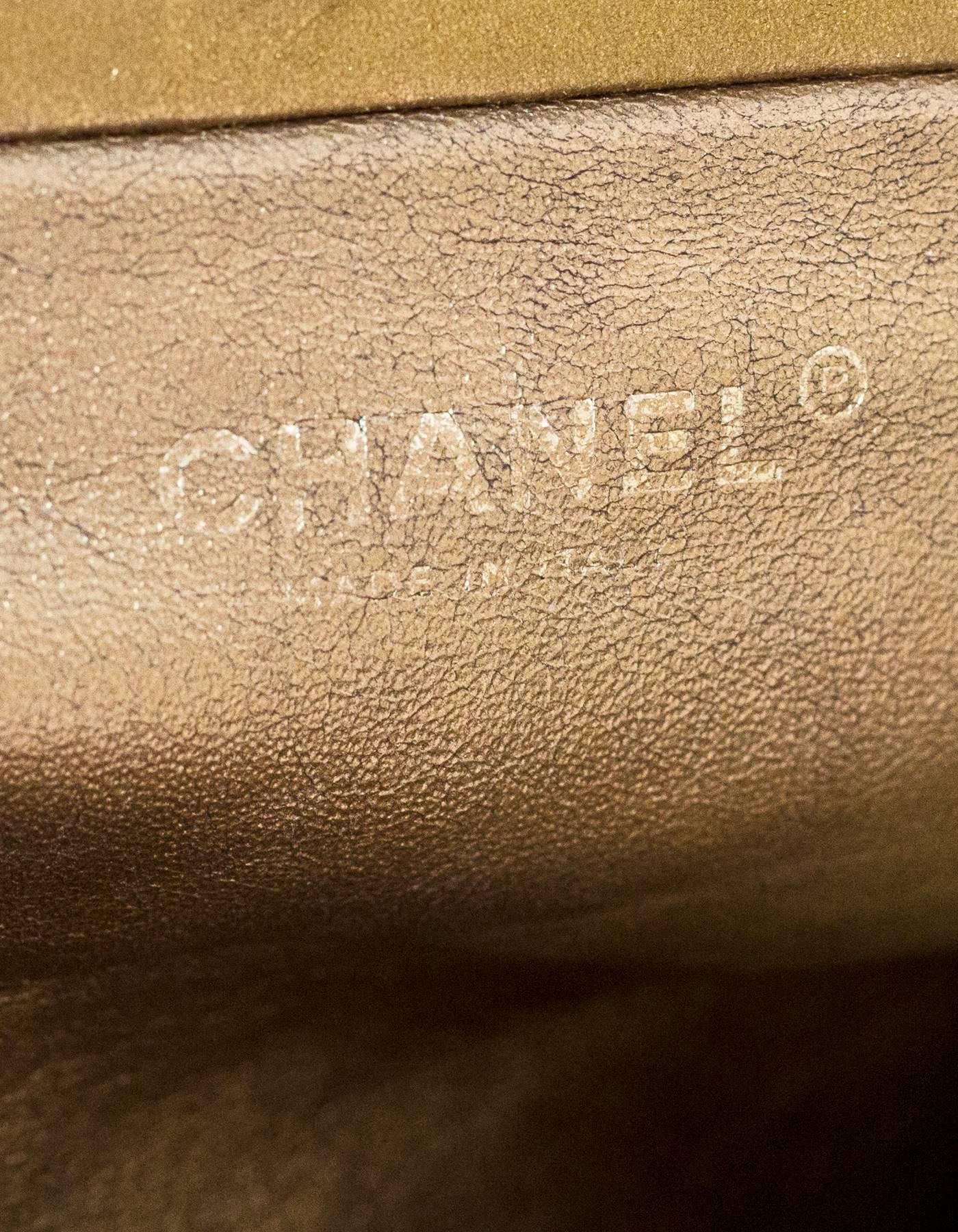 Women's Chanel Gold Crackled Leather Clutch Bag with Box & Dust Bag