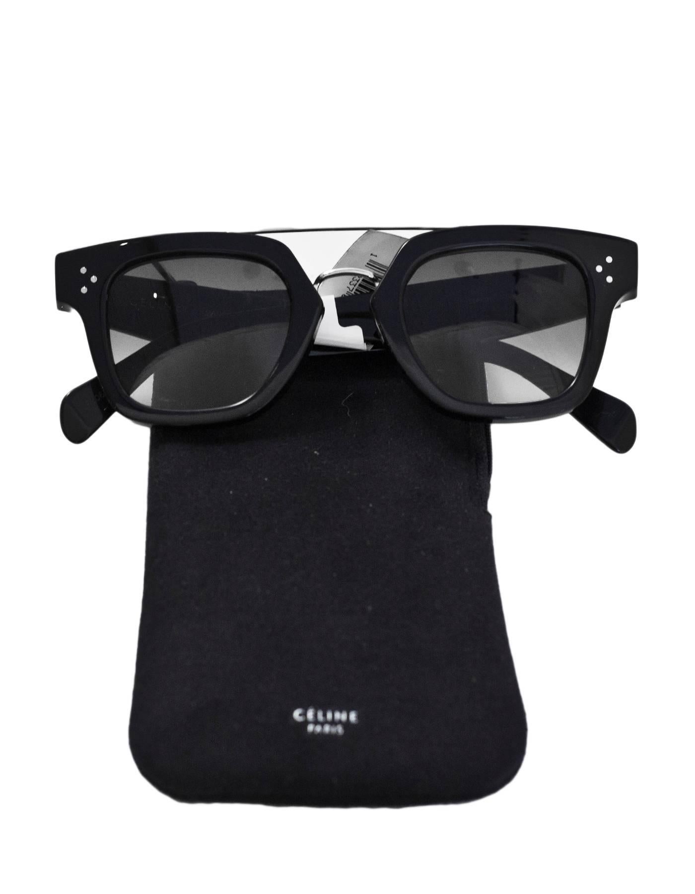 Celine Black Resin Top-Bar Sunglasses with Case rt. $540 1