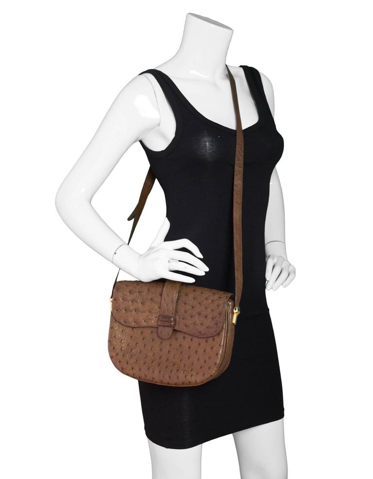 Artbag Brown Vintage Ostrich Crossbody Bag For Sale at 1stDibs