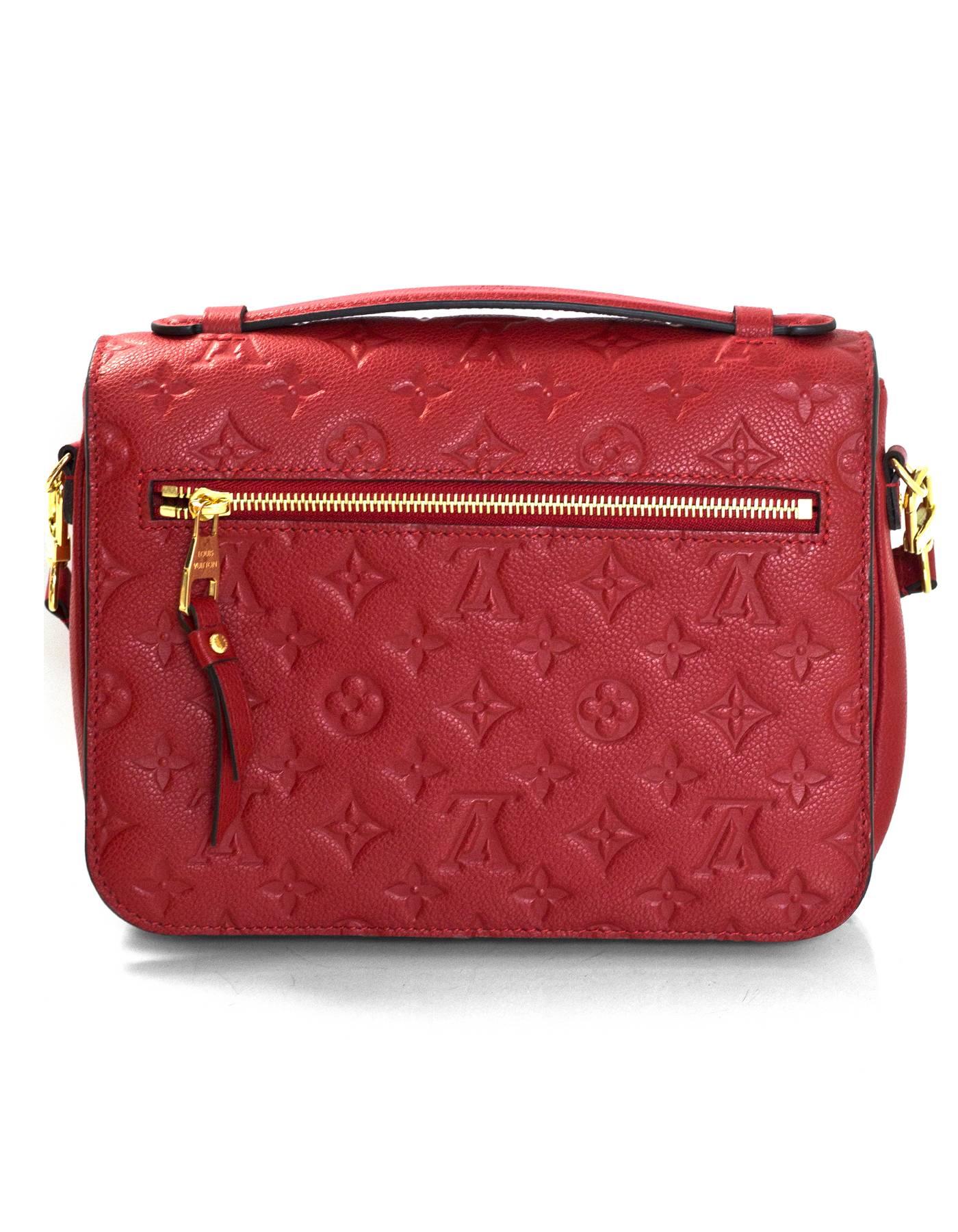 Brown Louis Vuitton 2017 Cerise Red Empreinte Metis Pochette Crossbody Bag w. Dust Bag