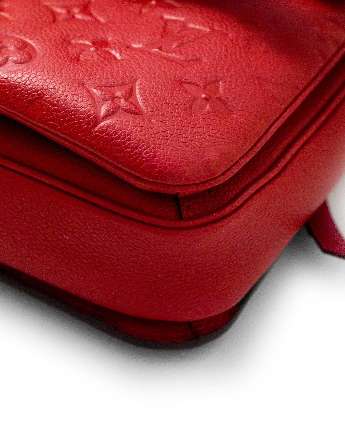 Women's Louis Vuitton 2017 Cerise Red Empreinte Metis Pochette Crossbody Bag w. Dust Bag