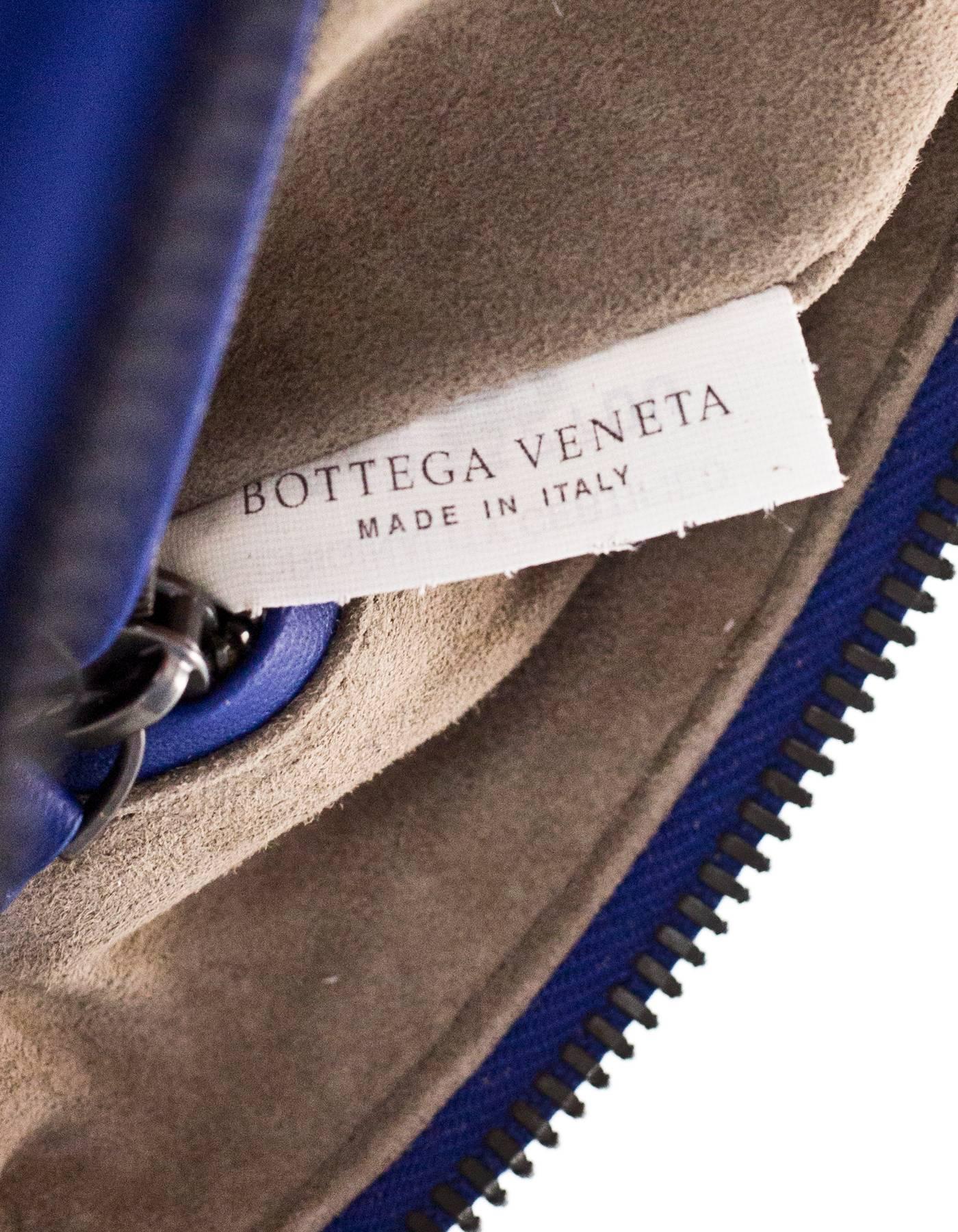 Bottega Veneta Cobalt Blue Intrecciato Leather Pillow Crossbody Bag with DB 1