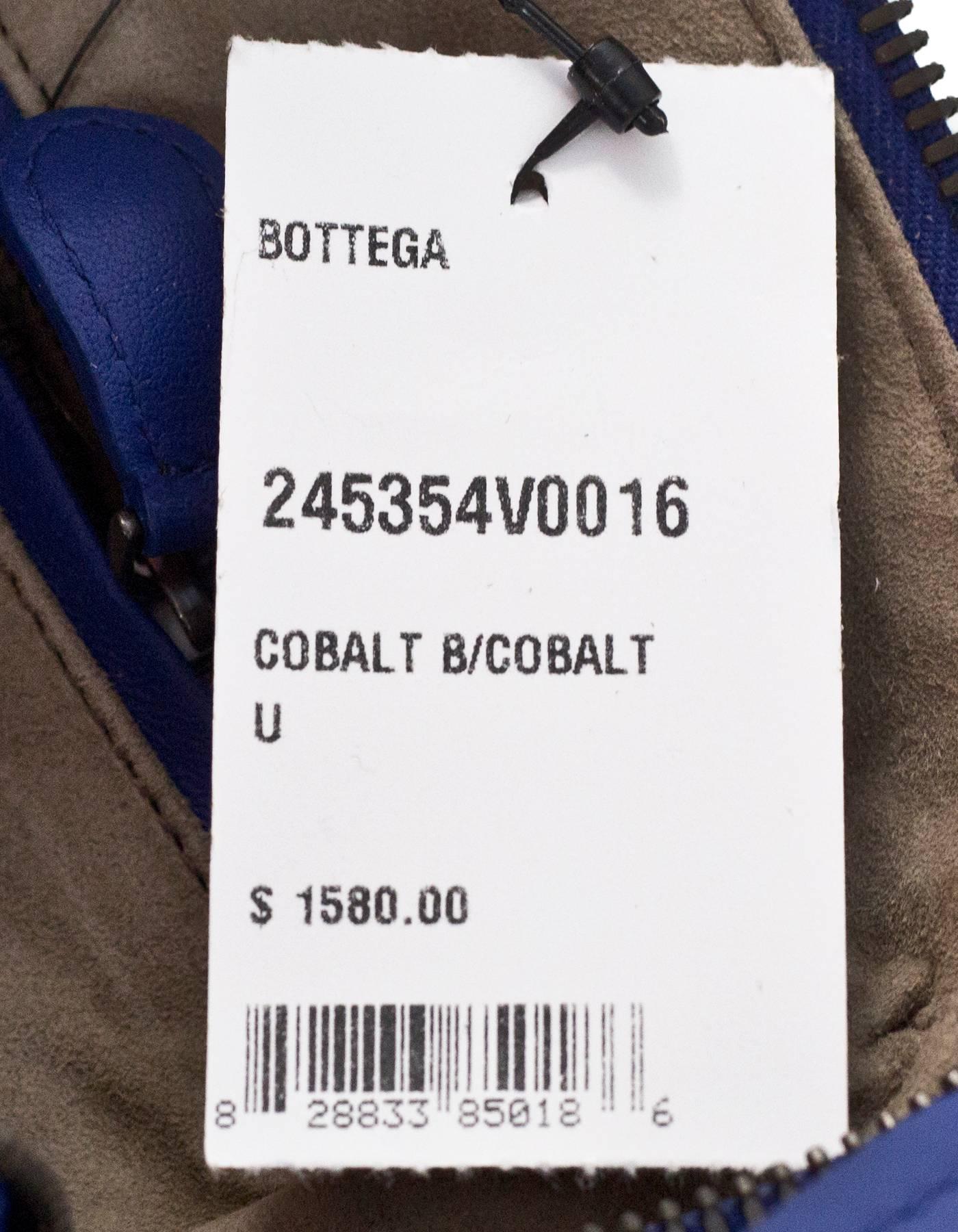 Bottega Veneta Cobalt Blue Intrecciato Leather Pillow Crossbody Bag with DB 3