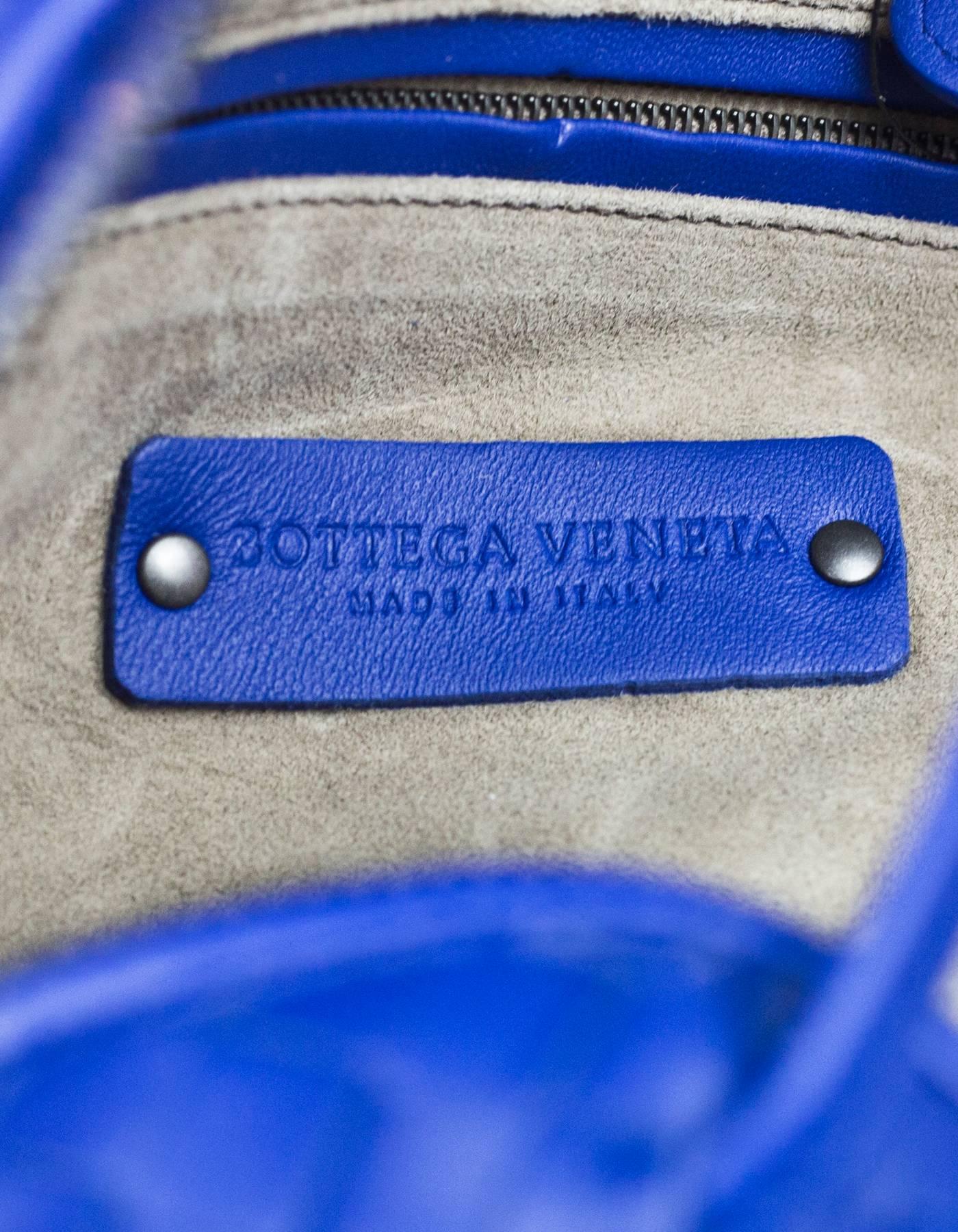 Women's Bottega Veneta Cobalt Blue Intrecciato Leather Pillow Crossbody Bag with DB