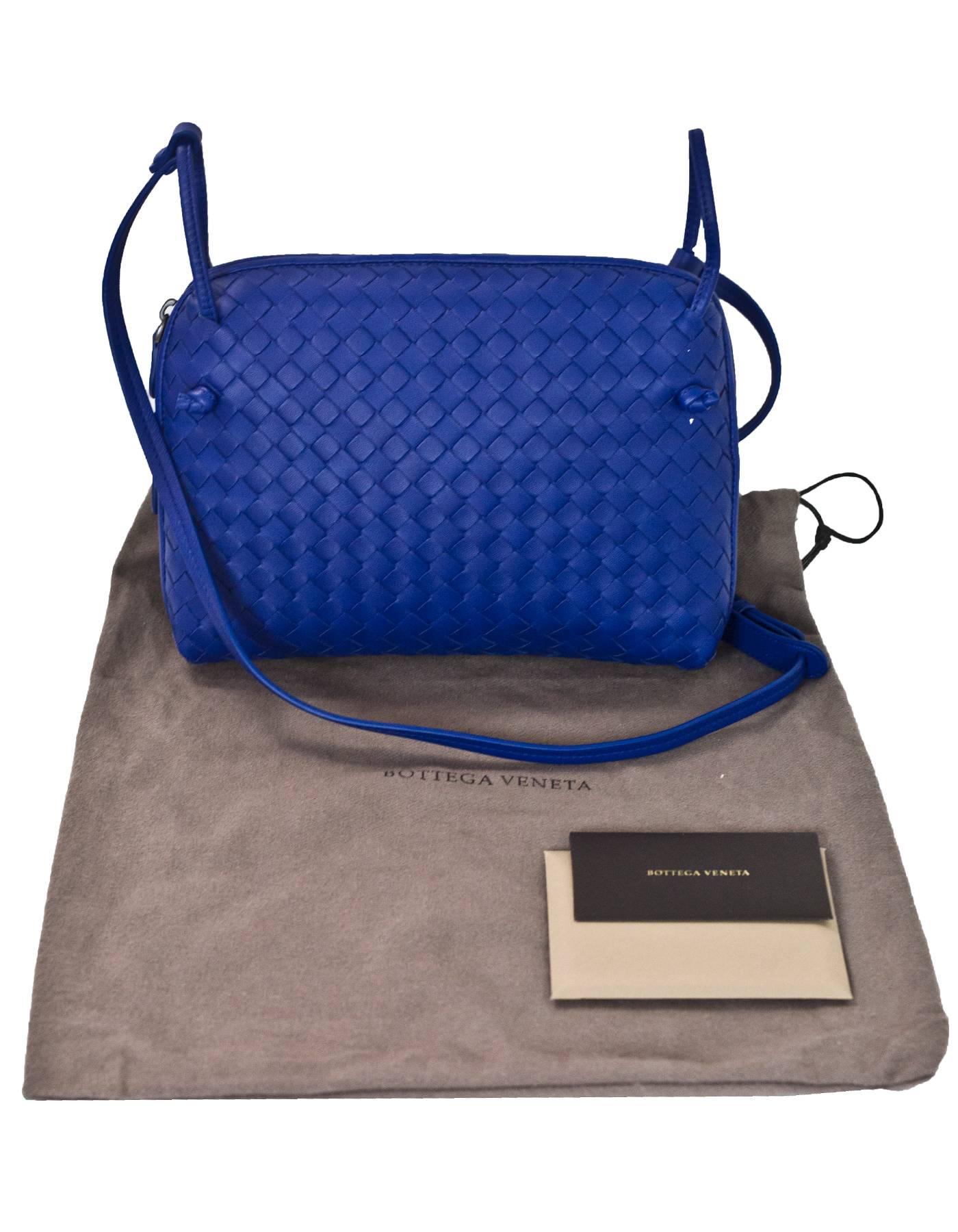 Bottega Veneta Cobalt Blue Intrecciato Leather Pillow Crossbody Bag with DB 4