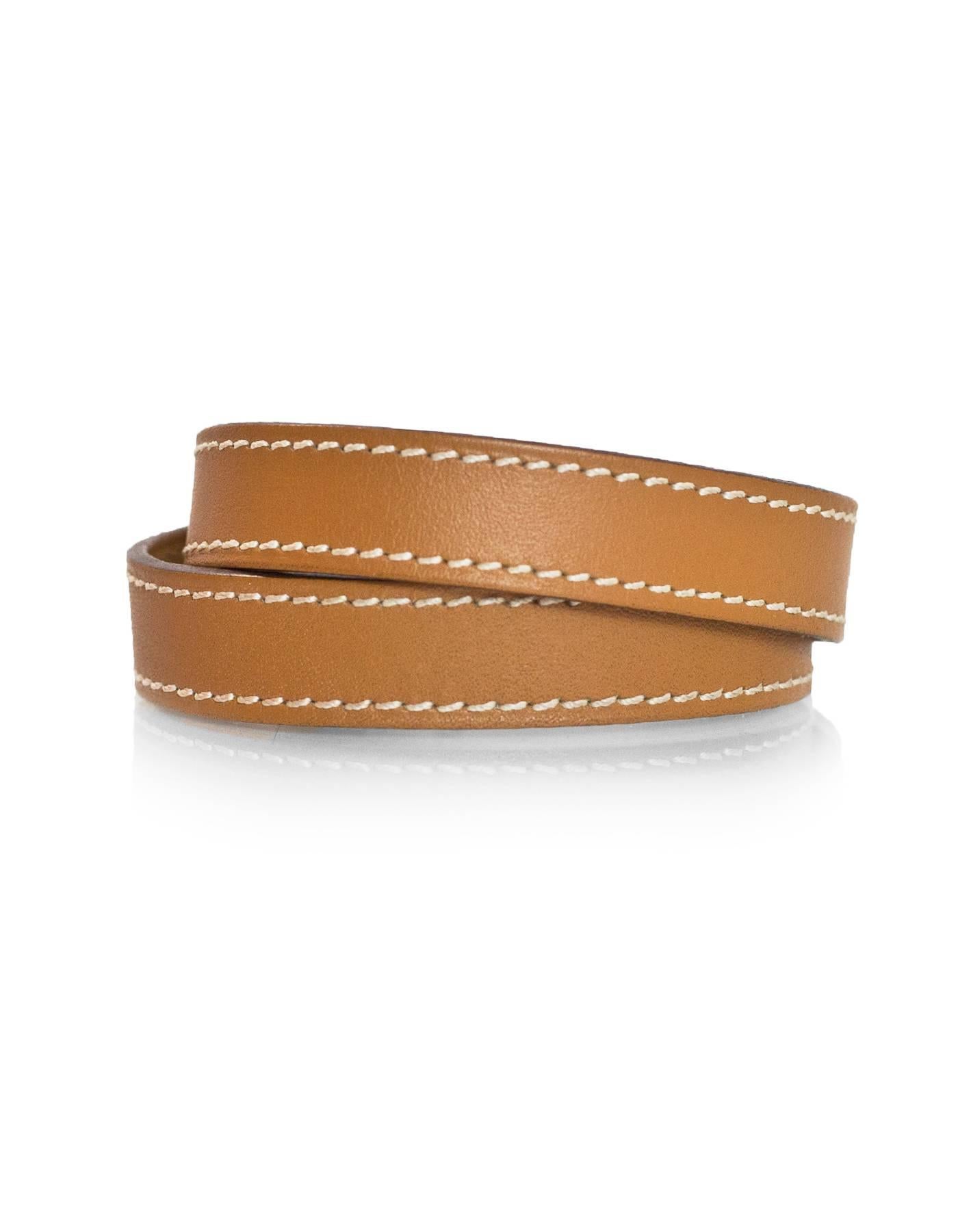 Hermes Tan Leather Kelly Double Tour Bracelet with Box 1