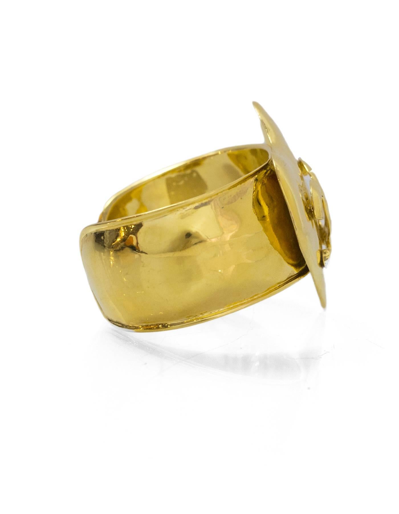 Chanel Vintage Goldtone CC Heart Cuff Bracelet  In Good Condition In New York, NY