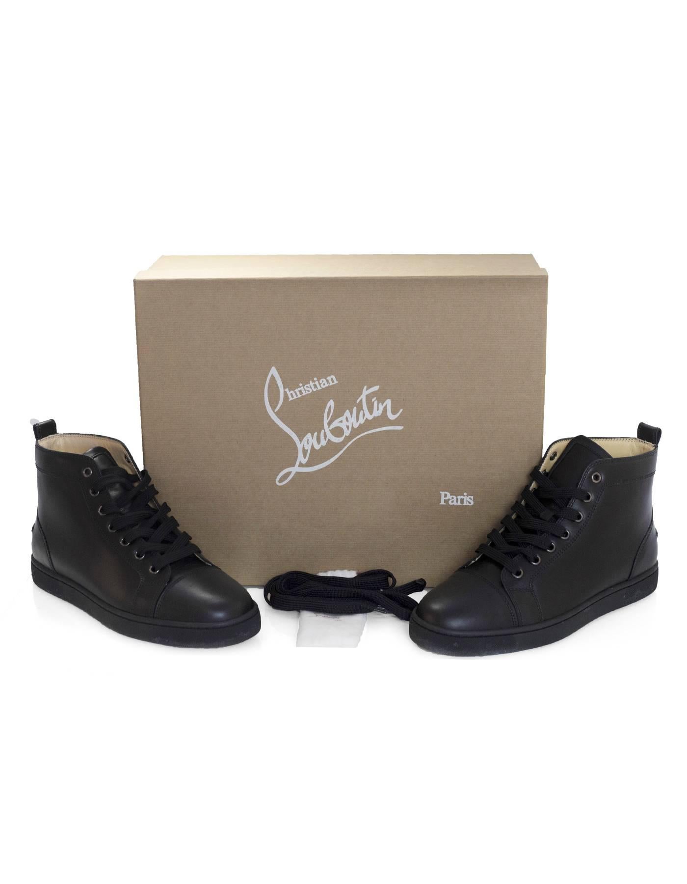 Christian Louboutin Mens Black Leather Louis Sneakers Sz 40 with Box 2