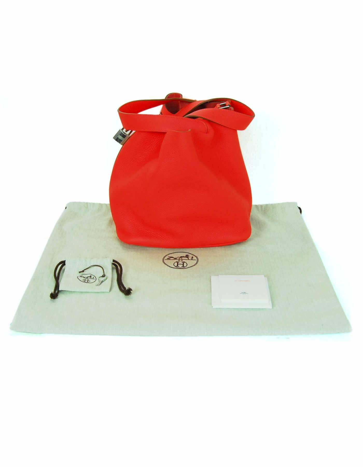 Hermes Rose Jaipur Taurillon Clemence Leather Picotin Lock GM Tote Bag 4
