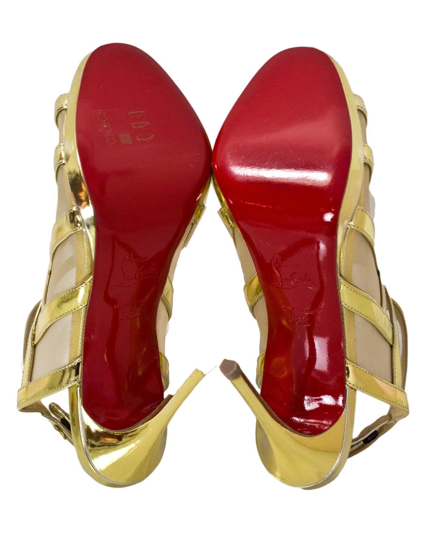 Women's Christian Louboutin Gold Nicole 120 Sandals Sz 36.5 NEW