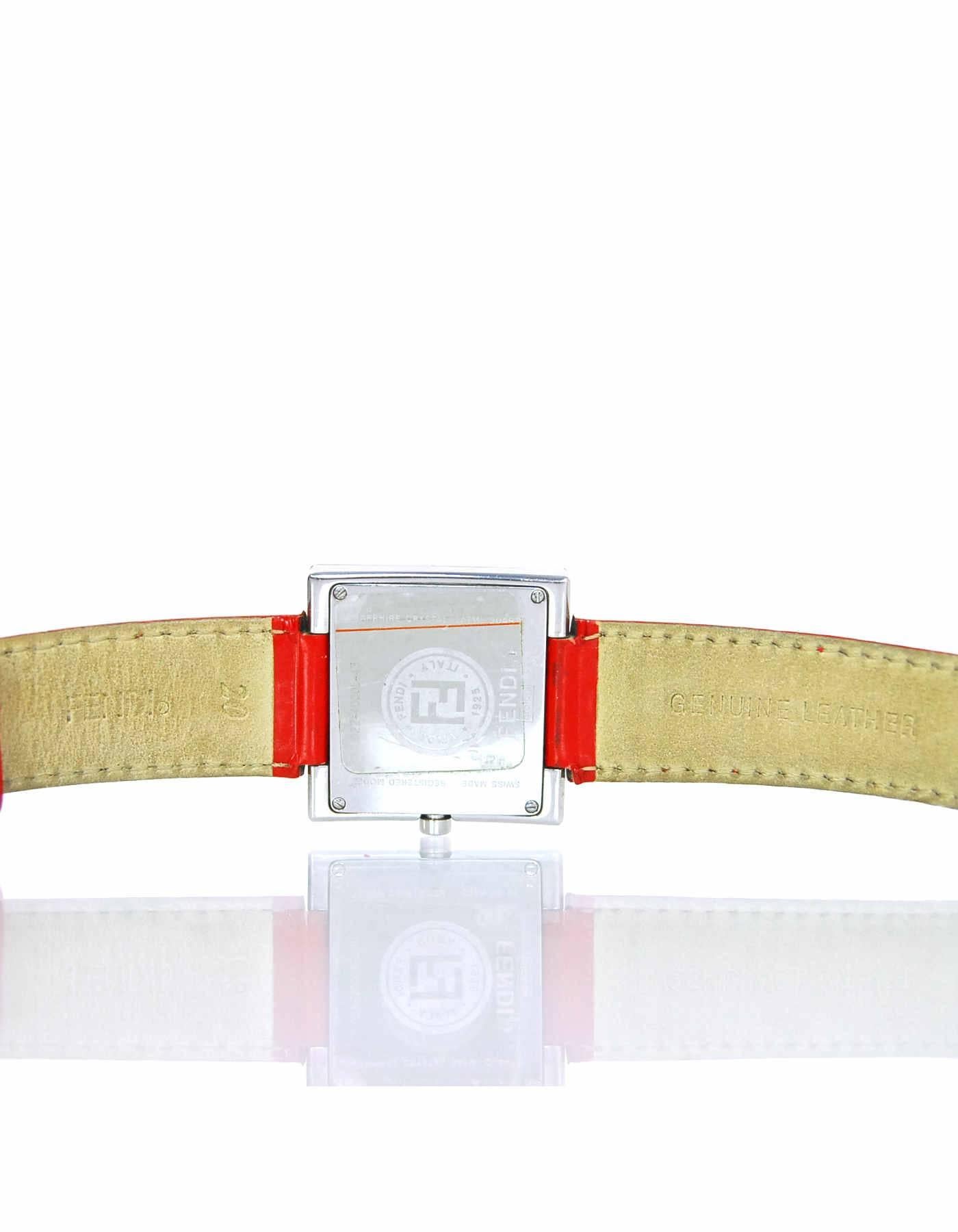 Women's Fendi Red Patent Leather Logo Watch