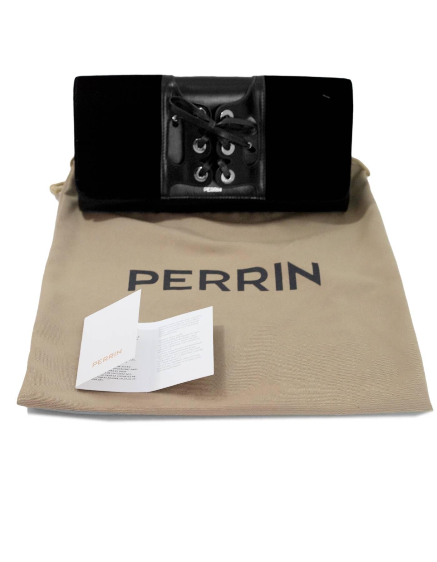 Perrin Black Velvet & Calfskin Le Corset Glove Clutch Bag  4