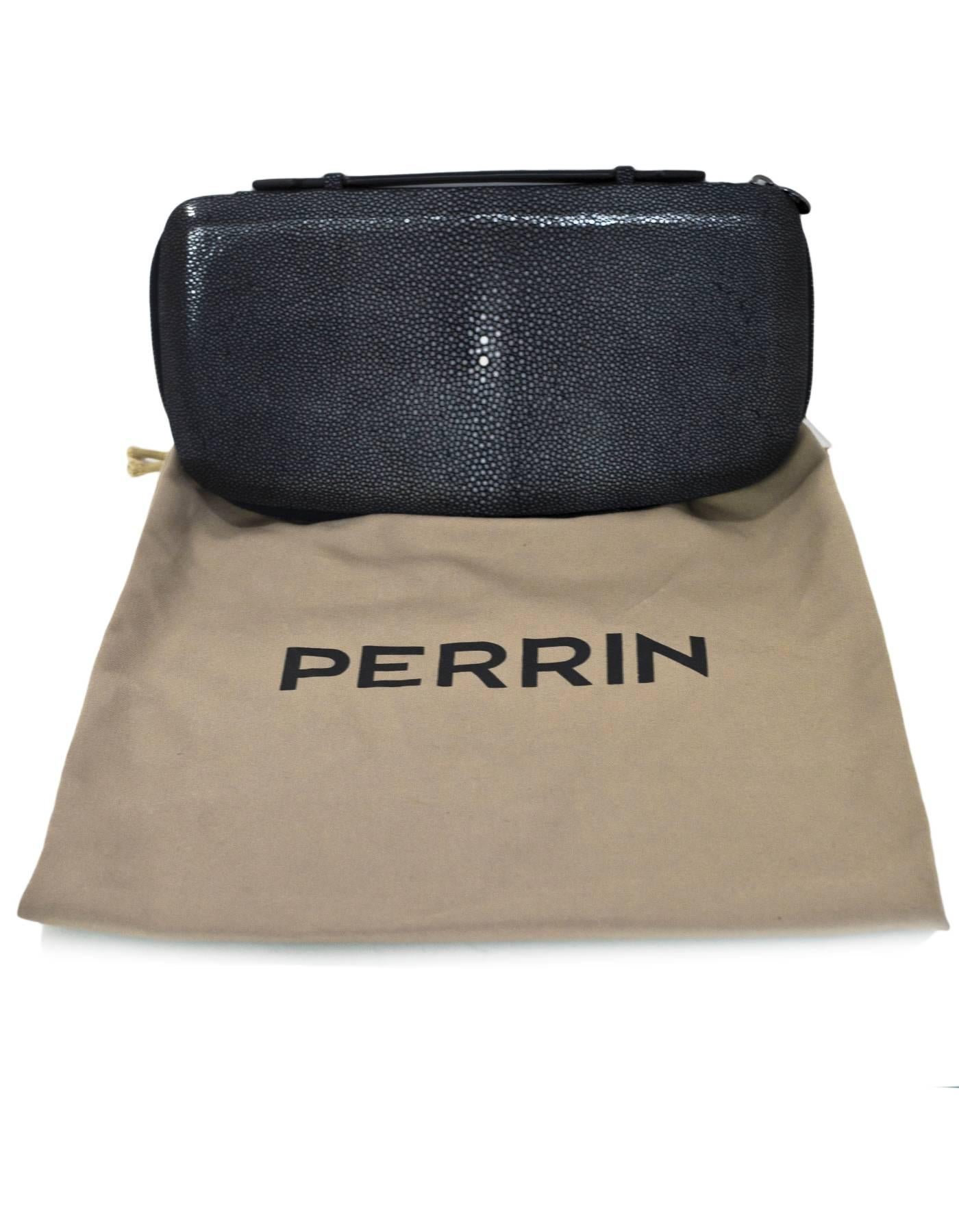 Perrin Black Stingray Le Martha Jet Set Organizer Clutch Bag with Dust Bag 5