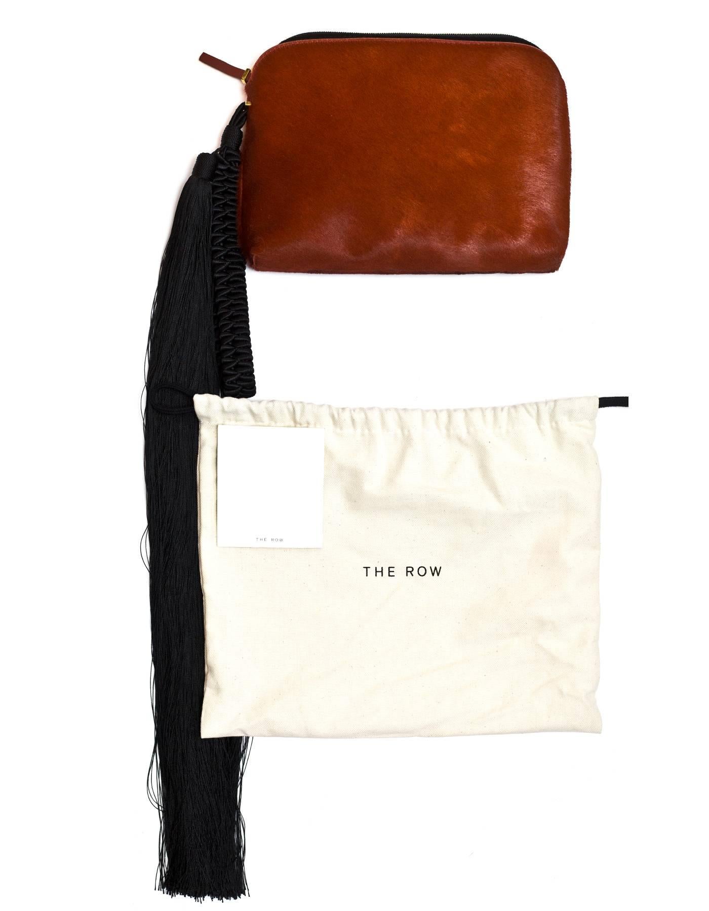 The Row Rust Calf-Hair Tassel Wristlet Clutch Bag  4
