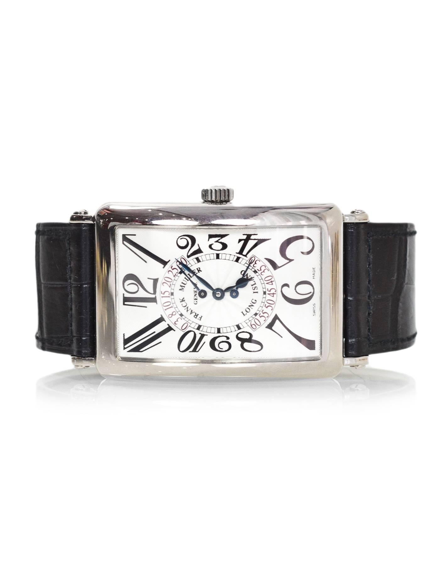 Franck Muller 32mm White Gold Long Island Bi-Retrograde Automatic Wristwatch In Excellent Condition In New York, NY