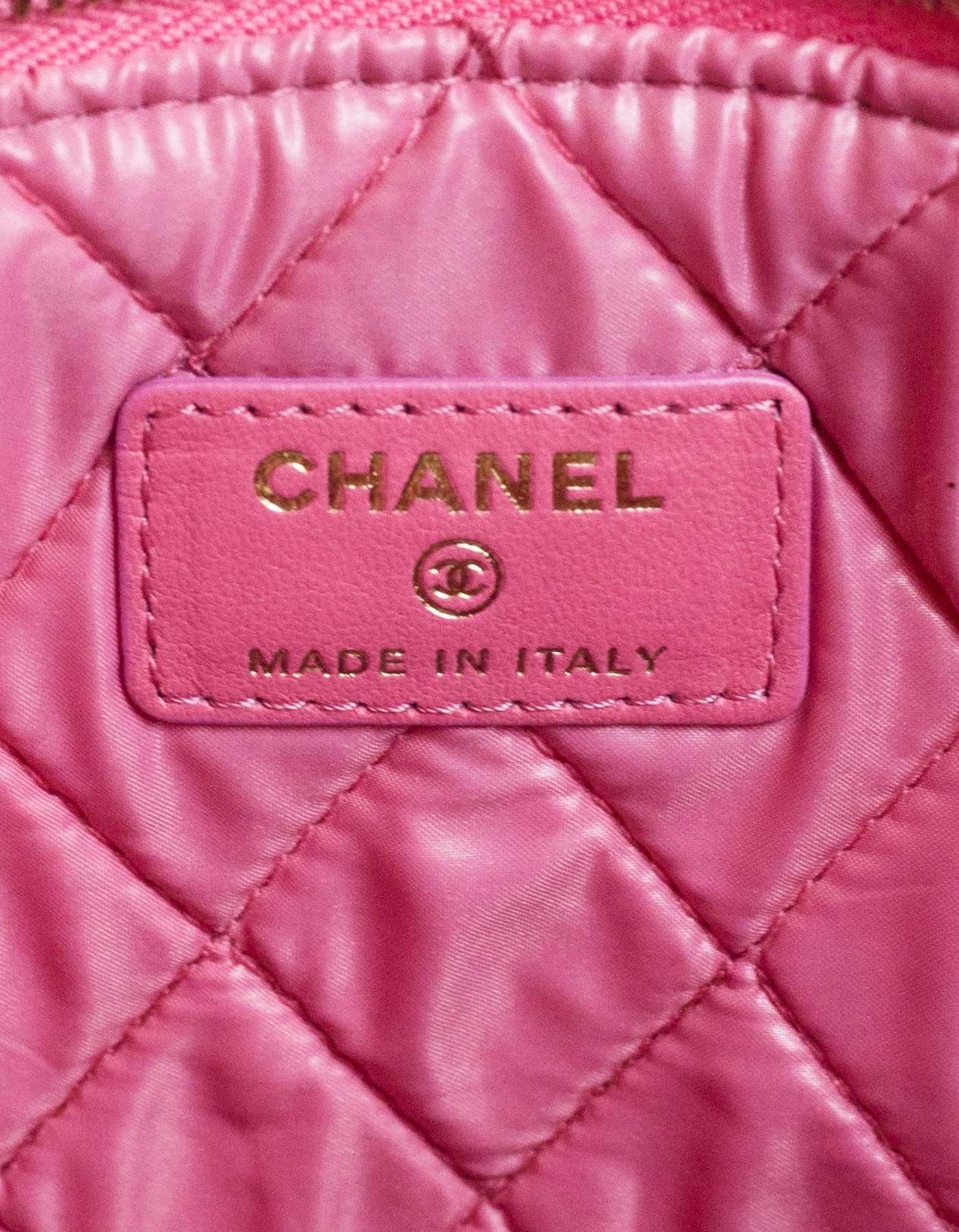 Women's Chanel Pink Lambskin Medium Casino O-Case Clutch Bag with Box