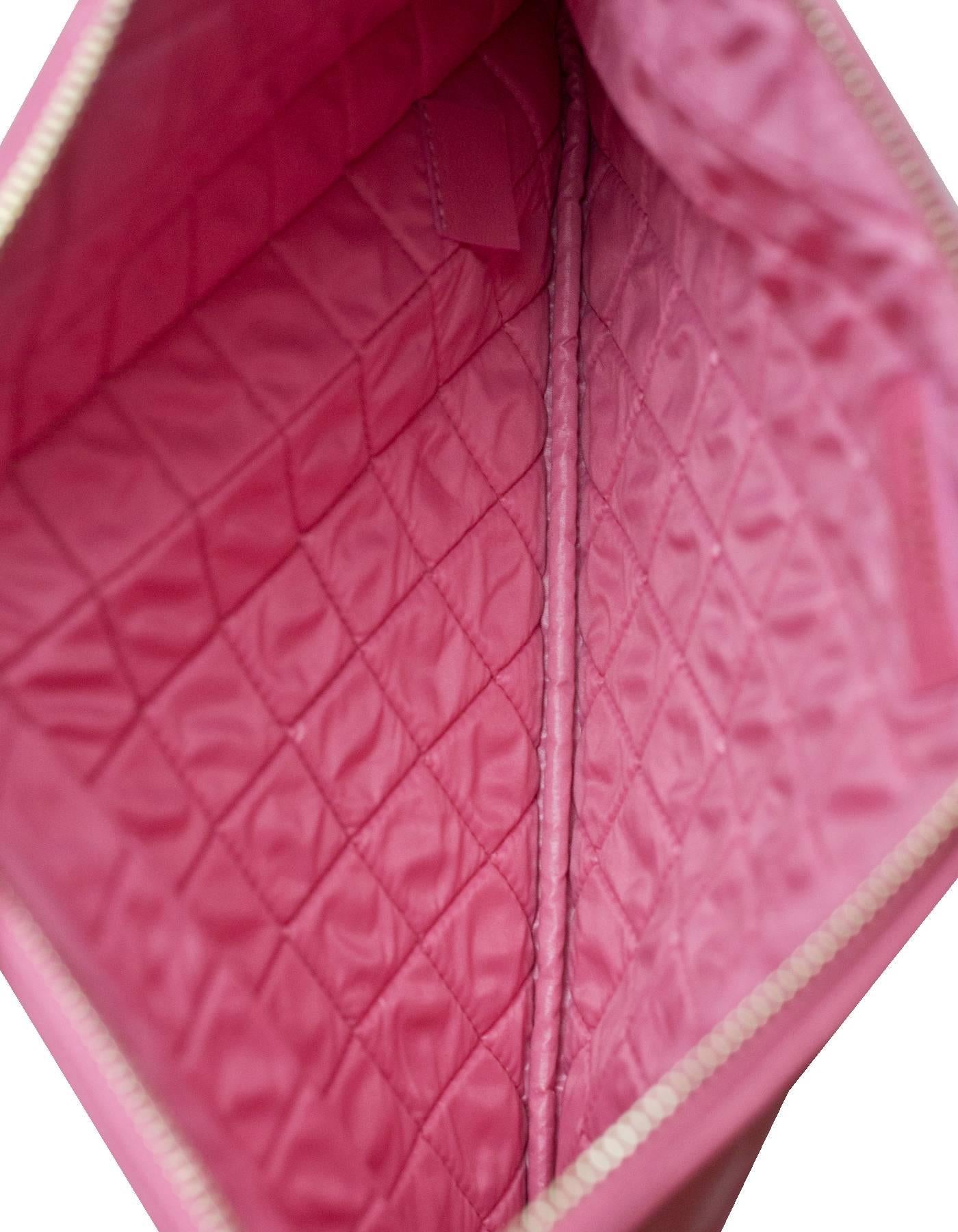 Chanel Pink Lambskin Medium Casino O-Case Clutch Bag with Box In Excellent Condition In New York, NY